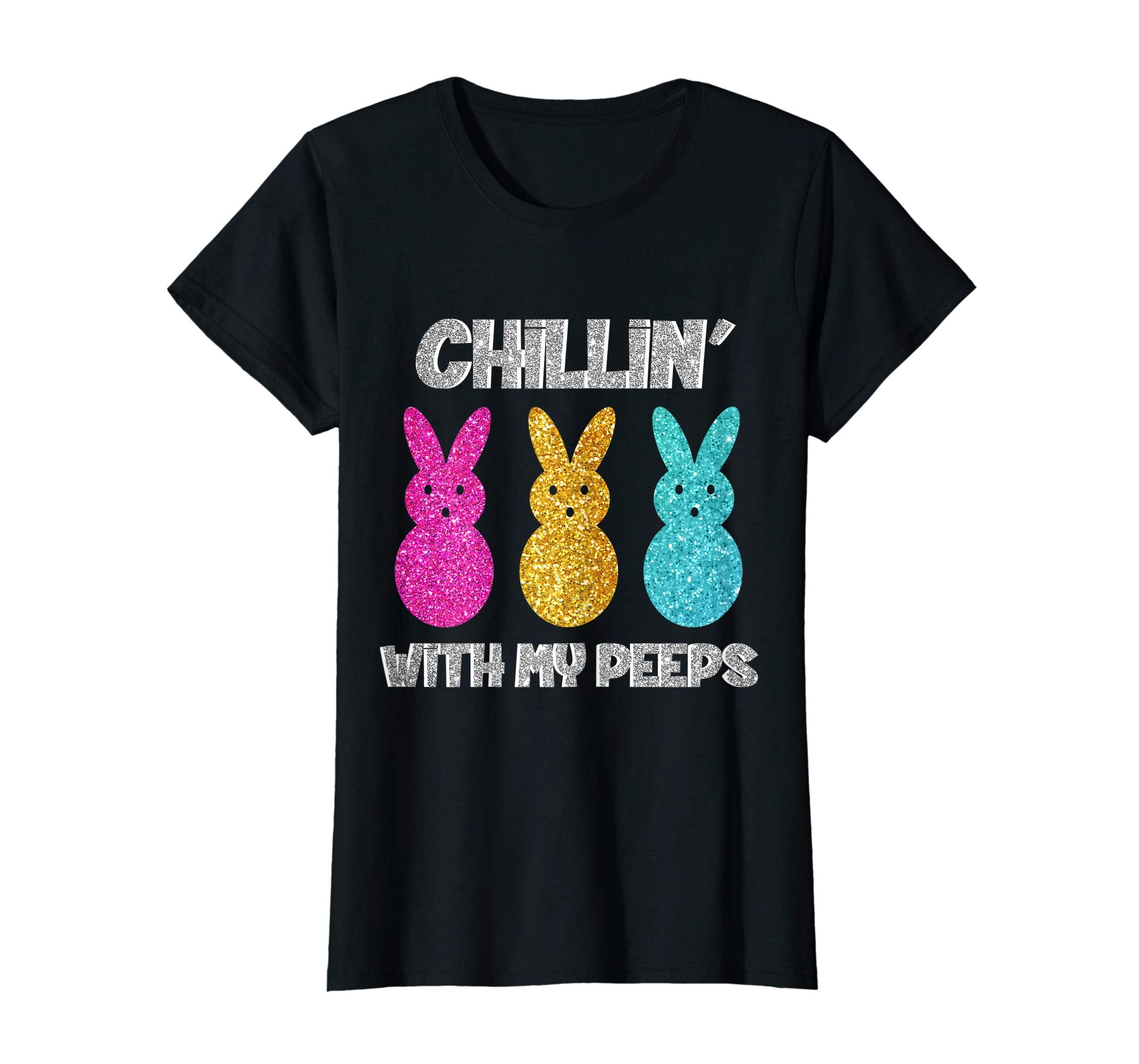 Funny Colorful Bunny Chillin With My Peeps Easter T-Shirt