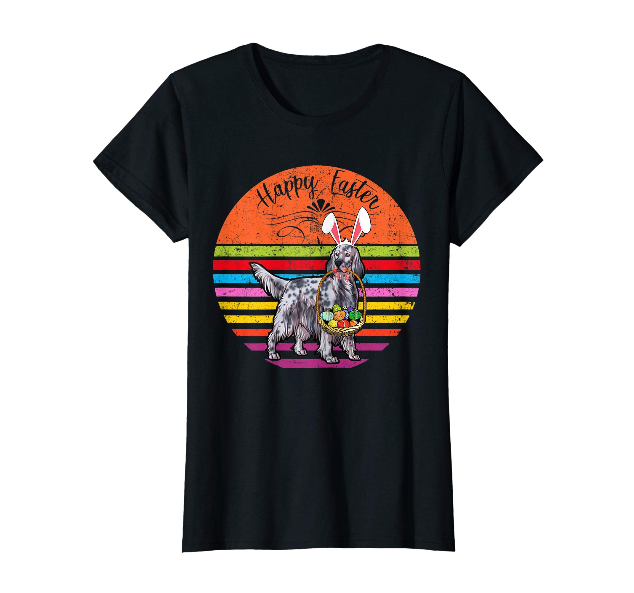 Cute English Setter Dog With Bunny Hat Easter Eggs T Shirt