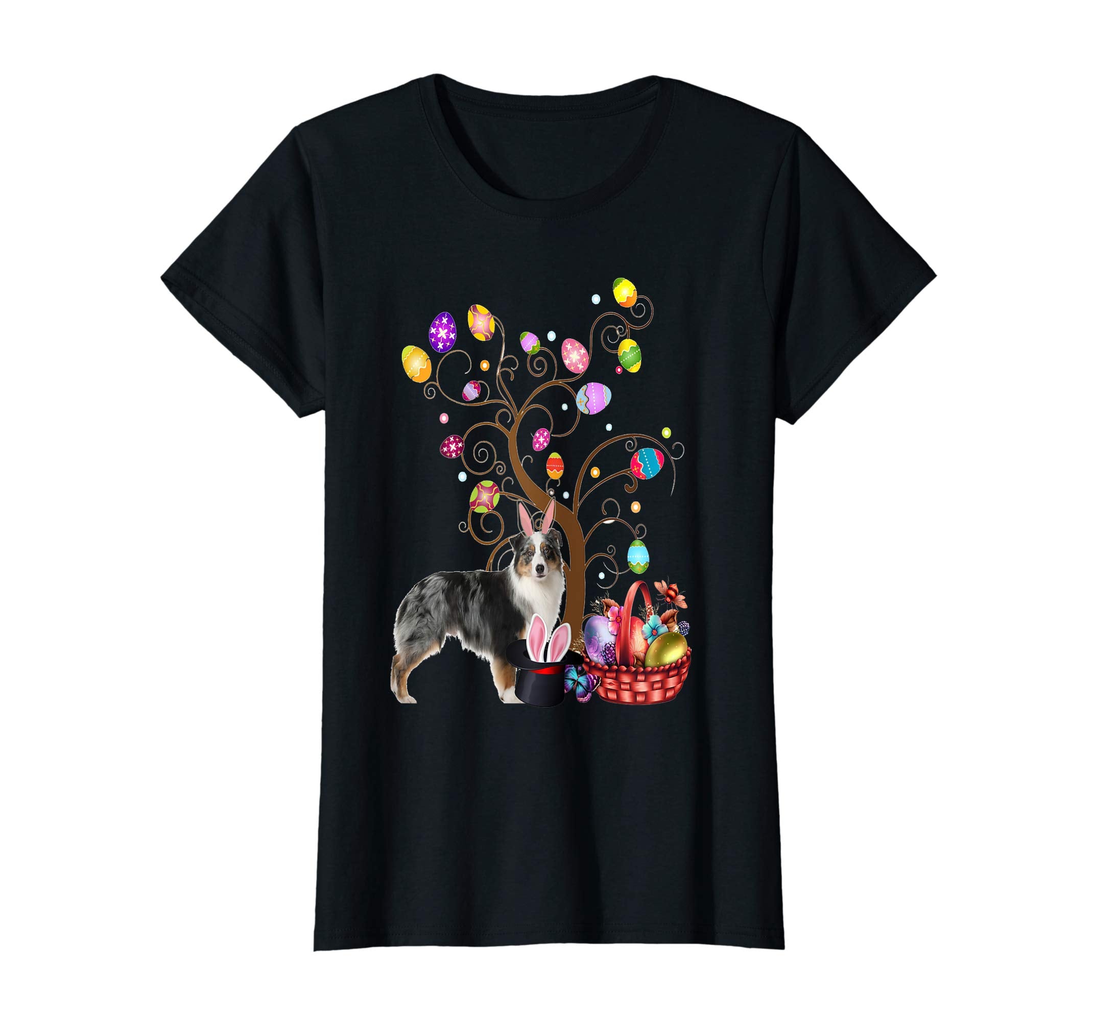 Bunny Australian Shepherd Dog Easter Day Hunting Egg T-Shirt