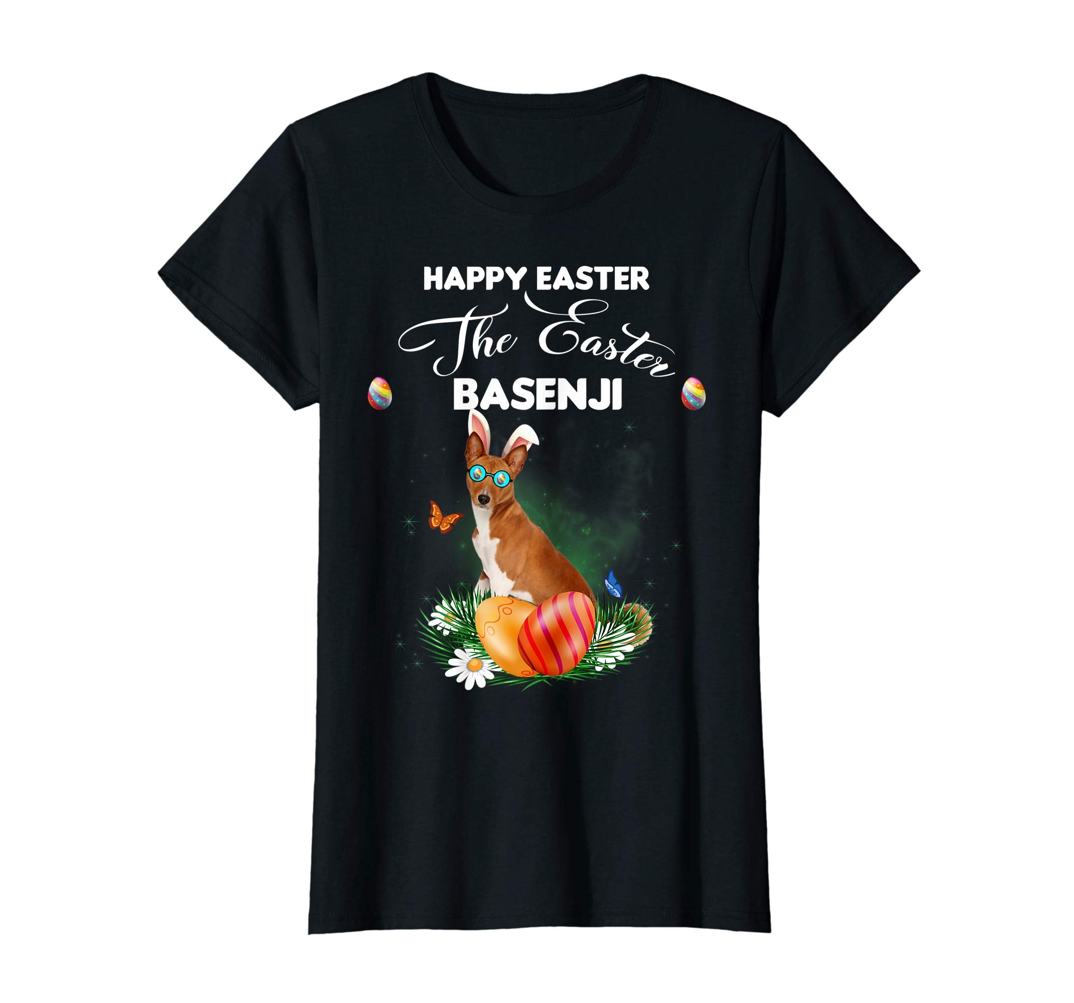 Basenji Dog Sunglass Bunny Happy Easter Day Tshirt
