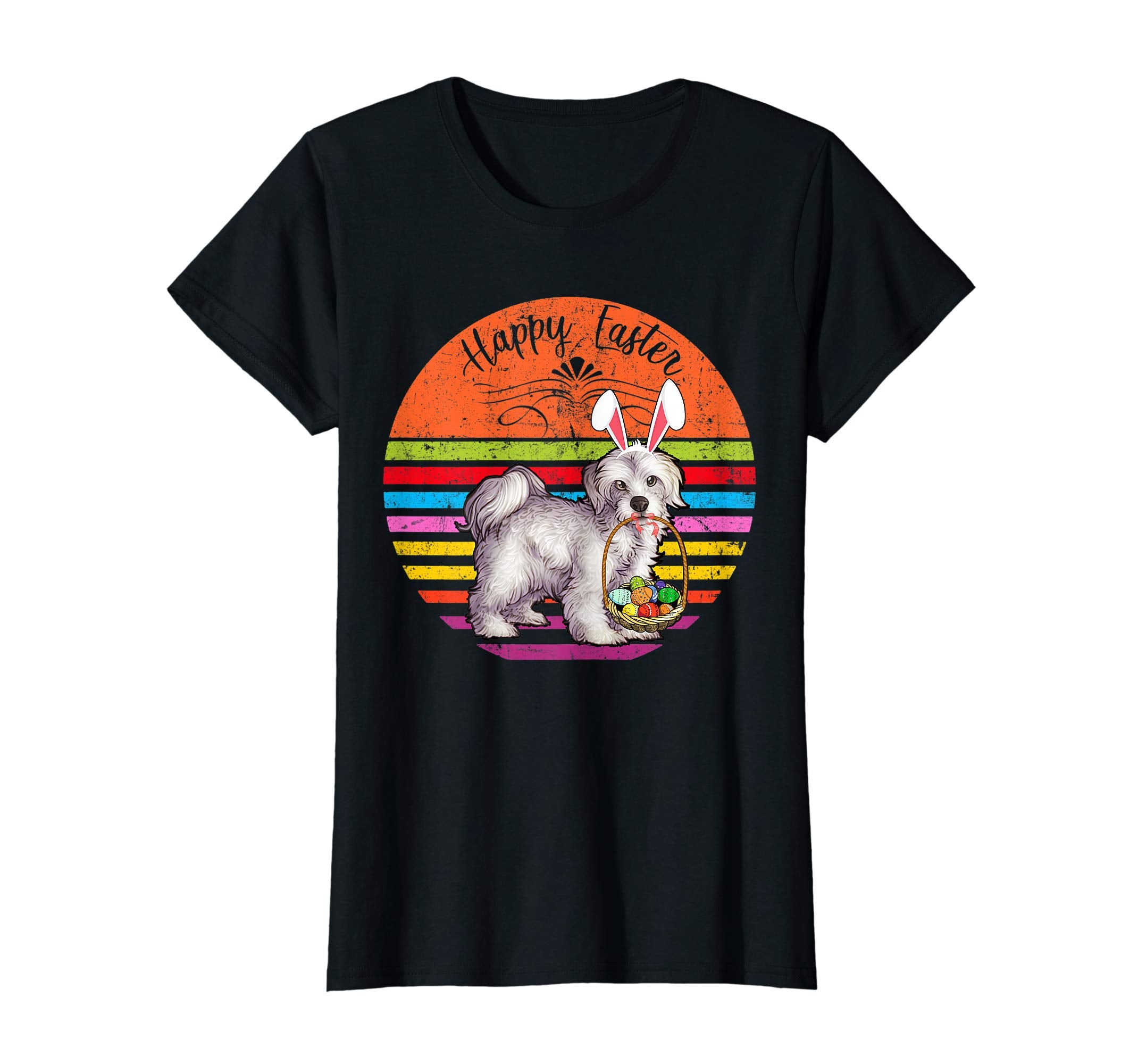 Vintage Maltese Dog Easter Eggs Basket T Shirt