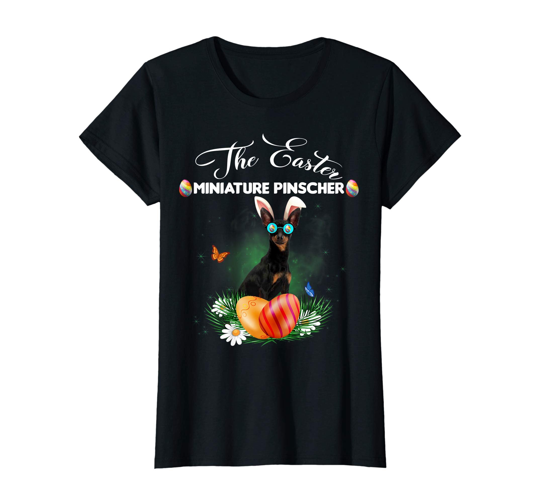 Miniature Pinscher Bunny Easter Day Dog Gifts T-Shirt