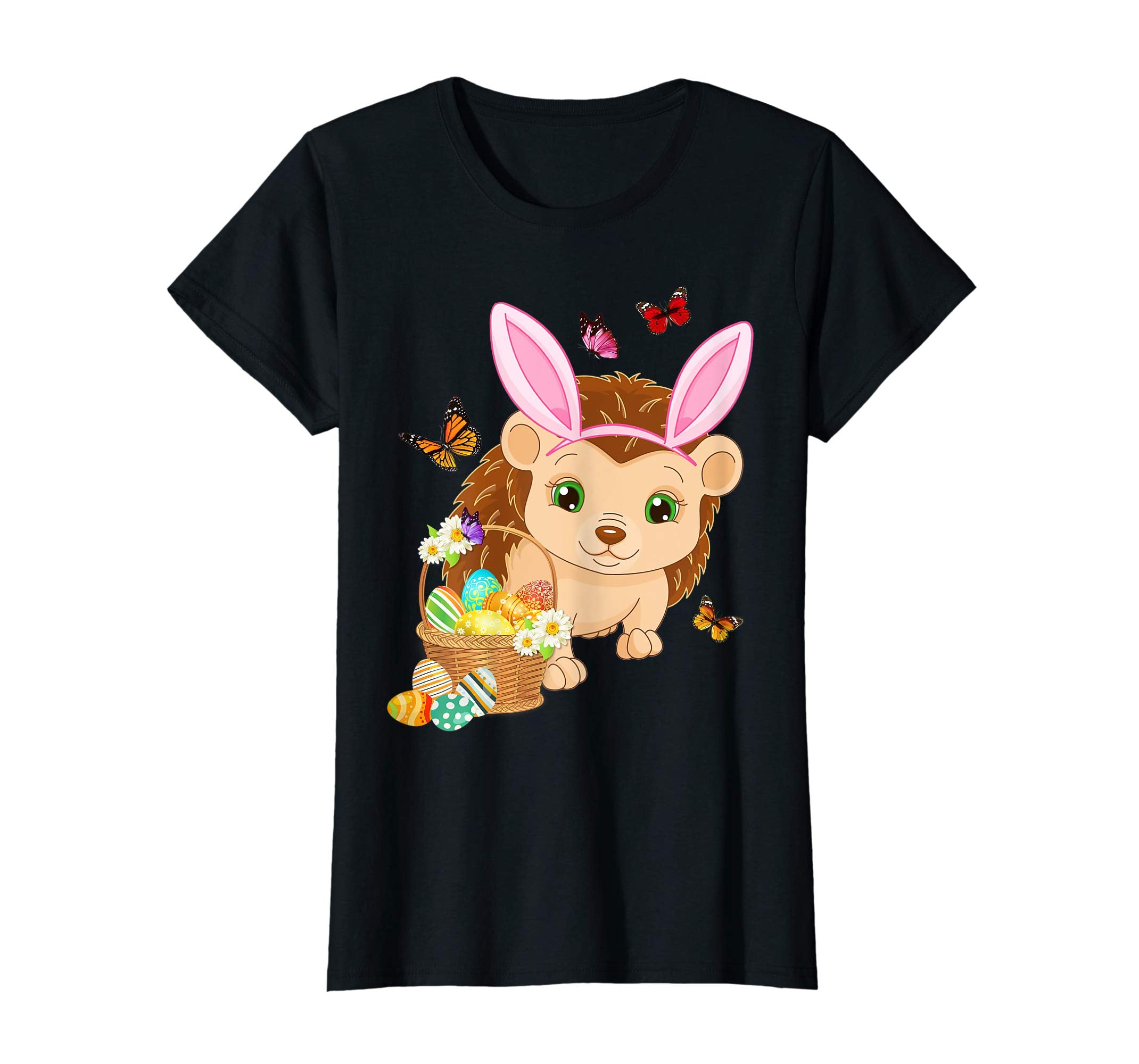 Hedgehog Bunny Hat Rabbit Easter Eggs Shirt Happy Ea