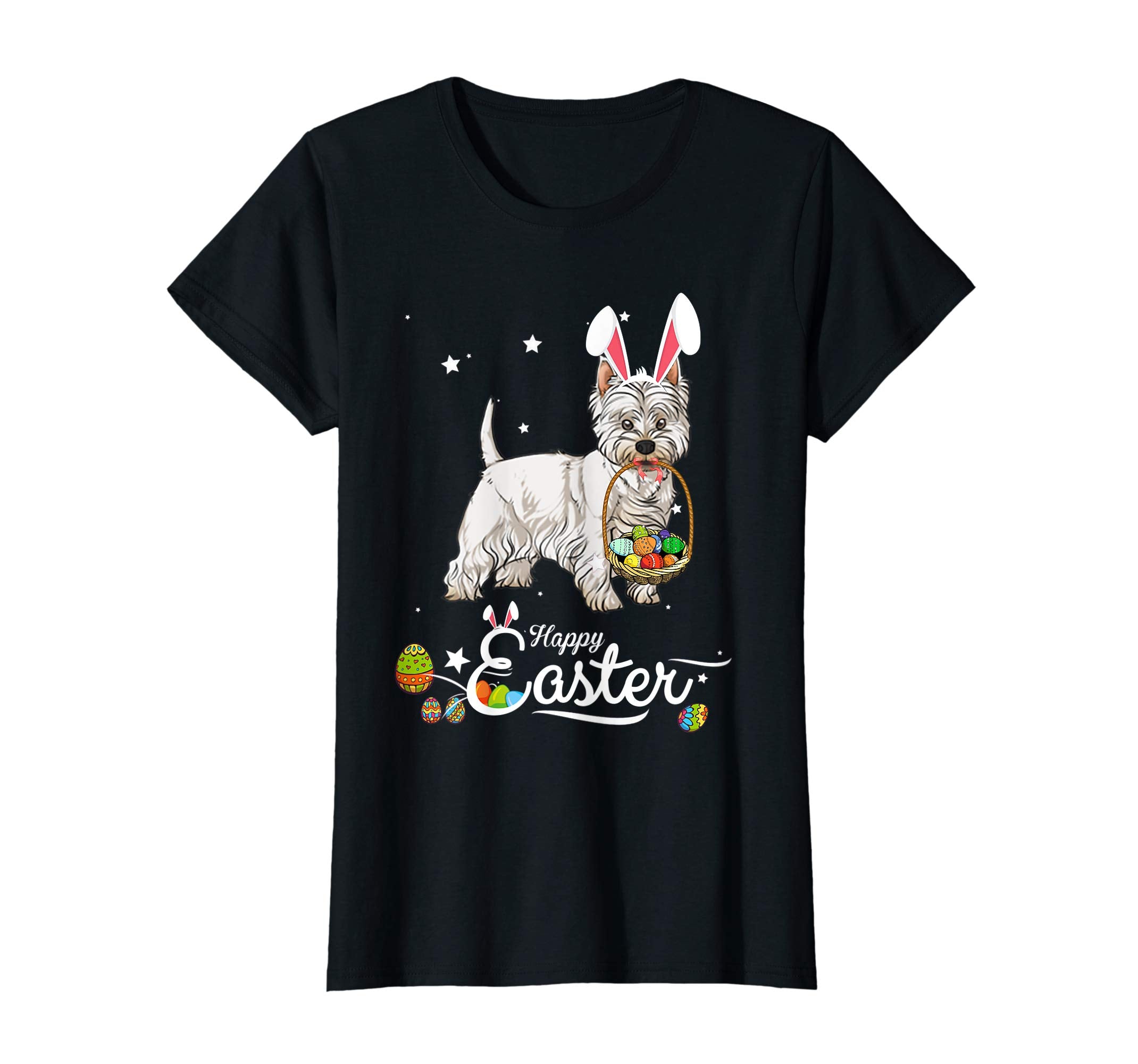West Highland White Terrier Dog With Bunny Hat Easter TShirt