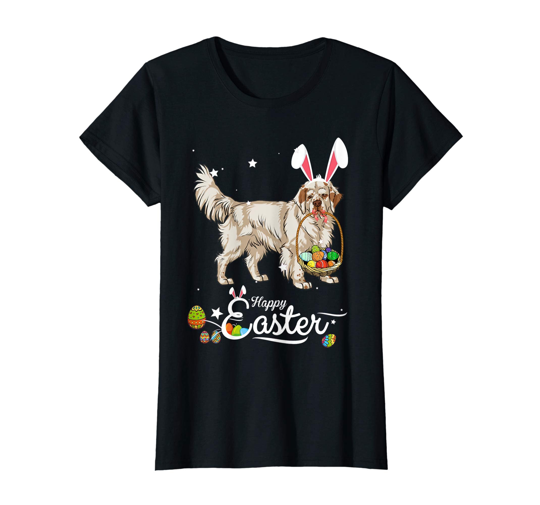 Clumber Spaniel Dog With Bunny Hat Easter Costume T Shirt