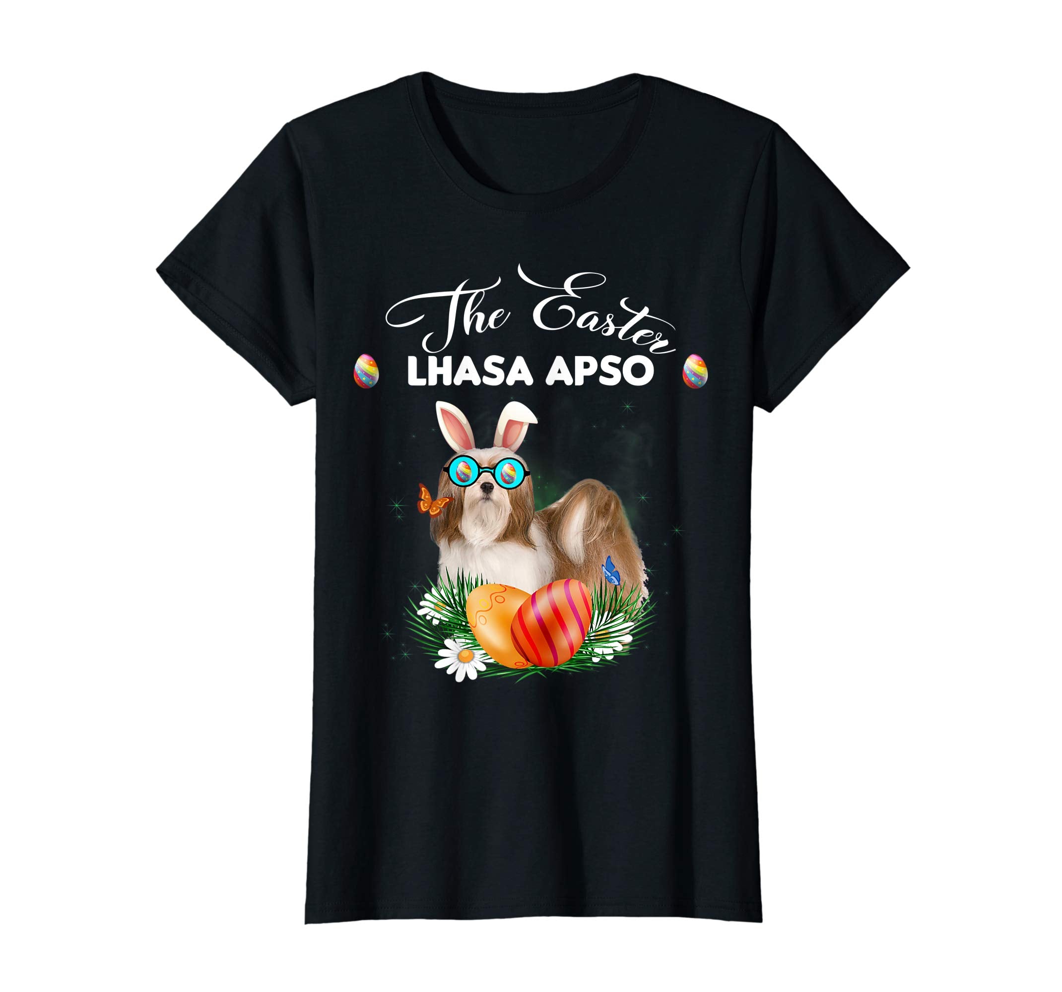 Lhasa Apso Bunny Easter Day Dog Gifts T-Shirt