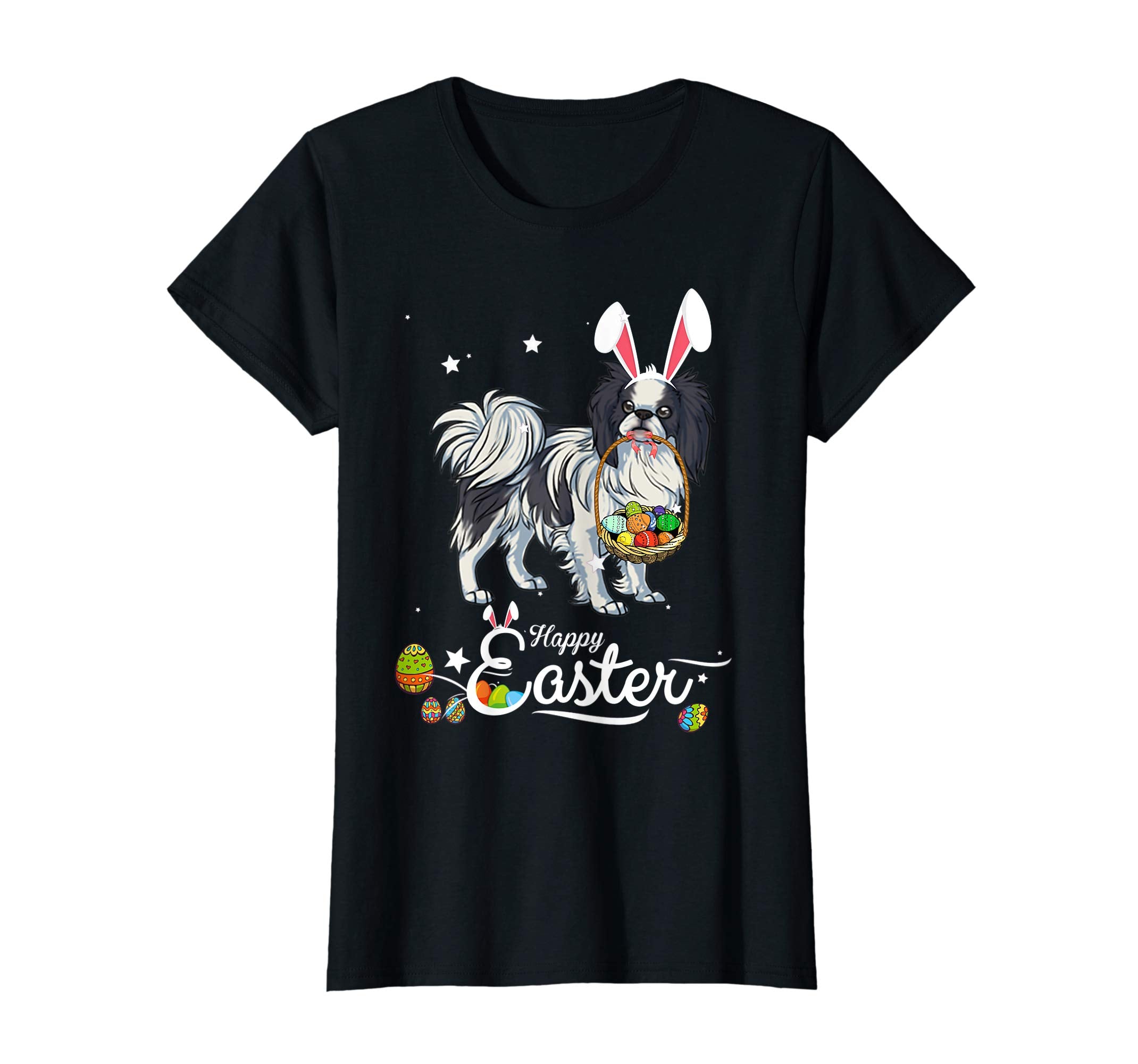 Japanese Chin Dog With Bunny Hat Easter Costume T Shirt