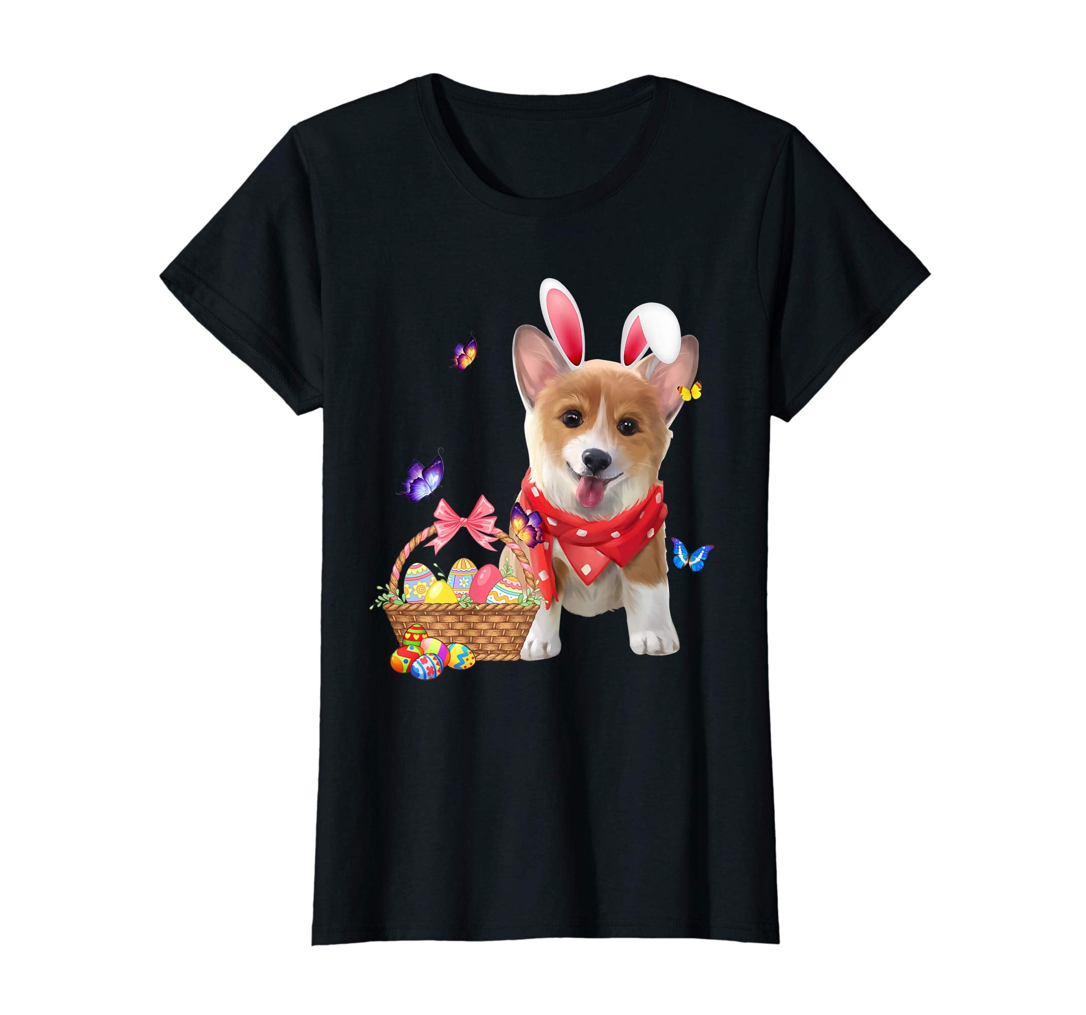 Funny Corgi Bunny with Eggs Easter T shirt Dog lovers