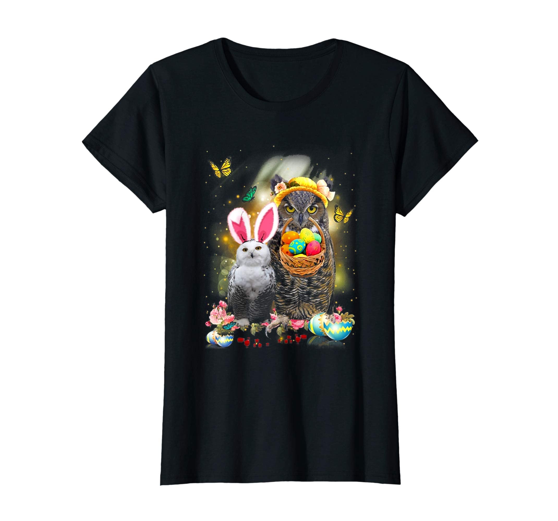 Owl Bunny Easter Shirt Eggs Owl Lover Gift