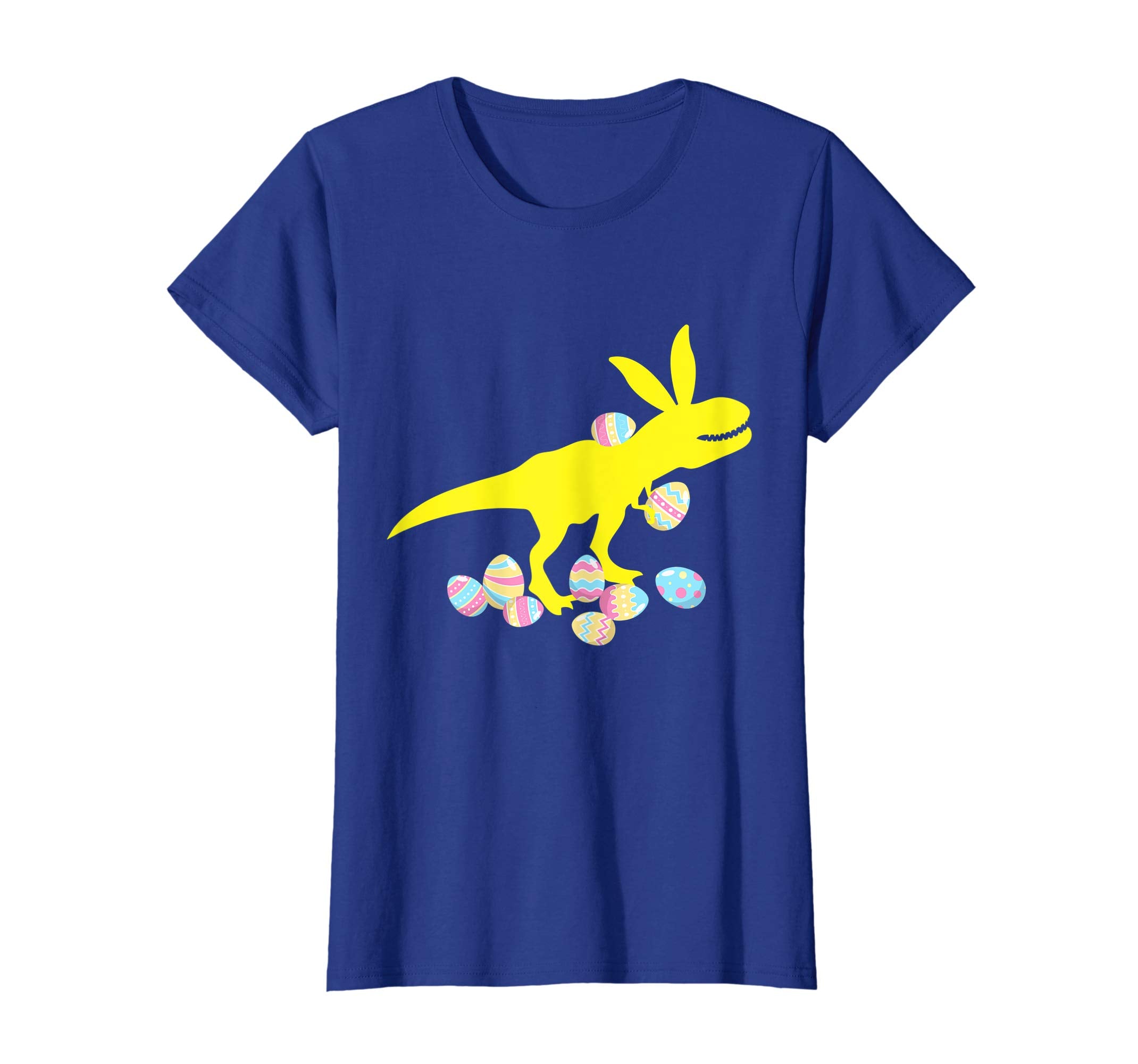 Yellow Dinosaur T-rex Bunny Playing Easter Eggs Happy Shirt