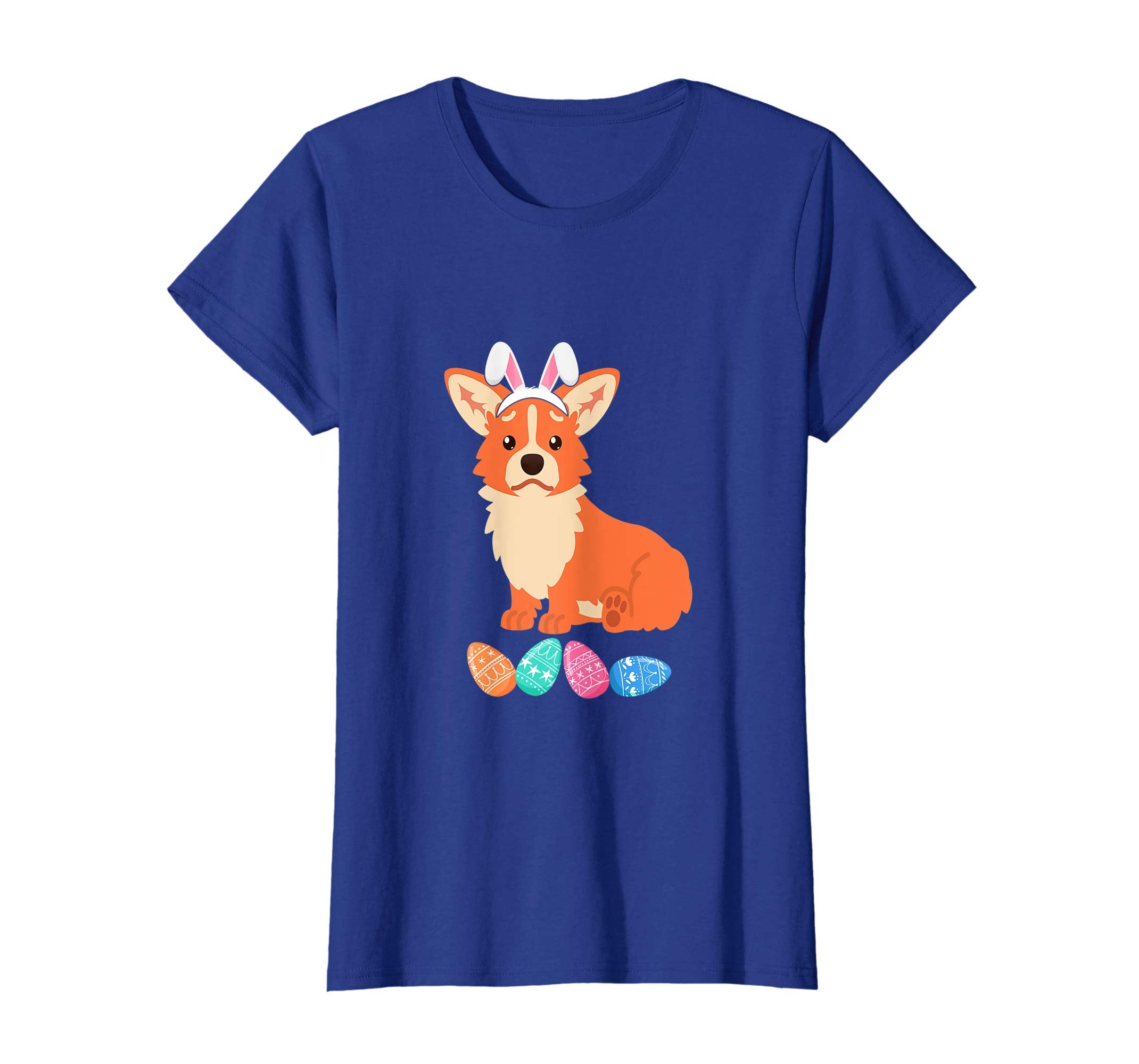 Funny Easter Corgi With Bunny Ears And Eggs T Shirt