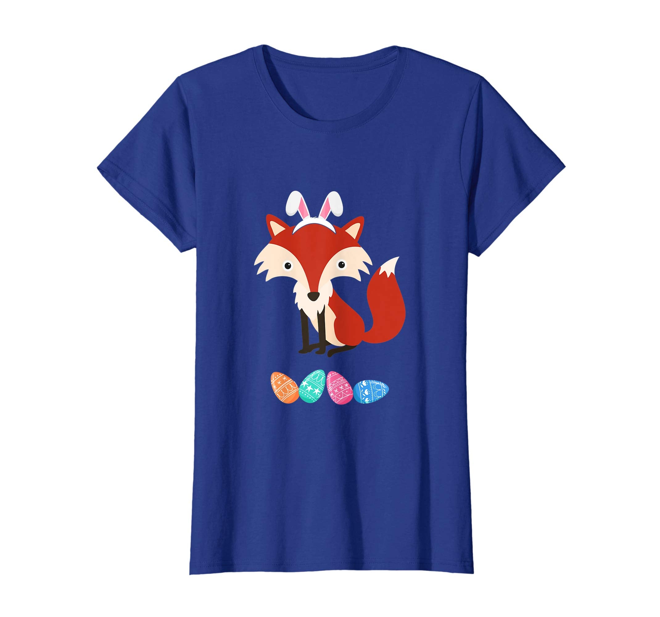Funny Easter Fox With Bunny Ears And Eggs T Shirt