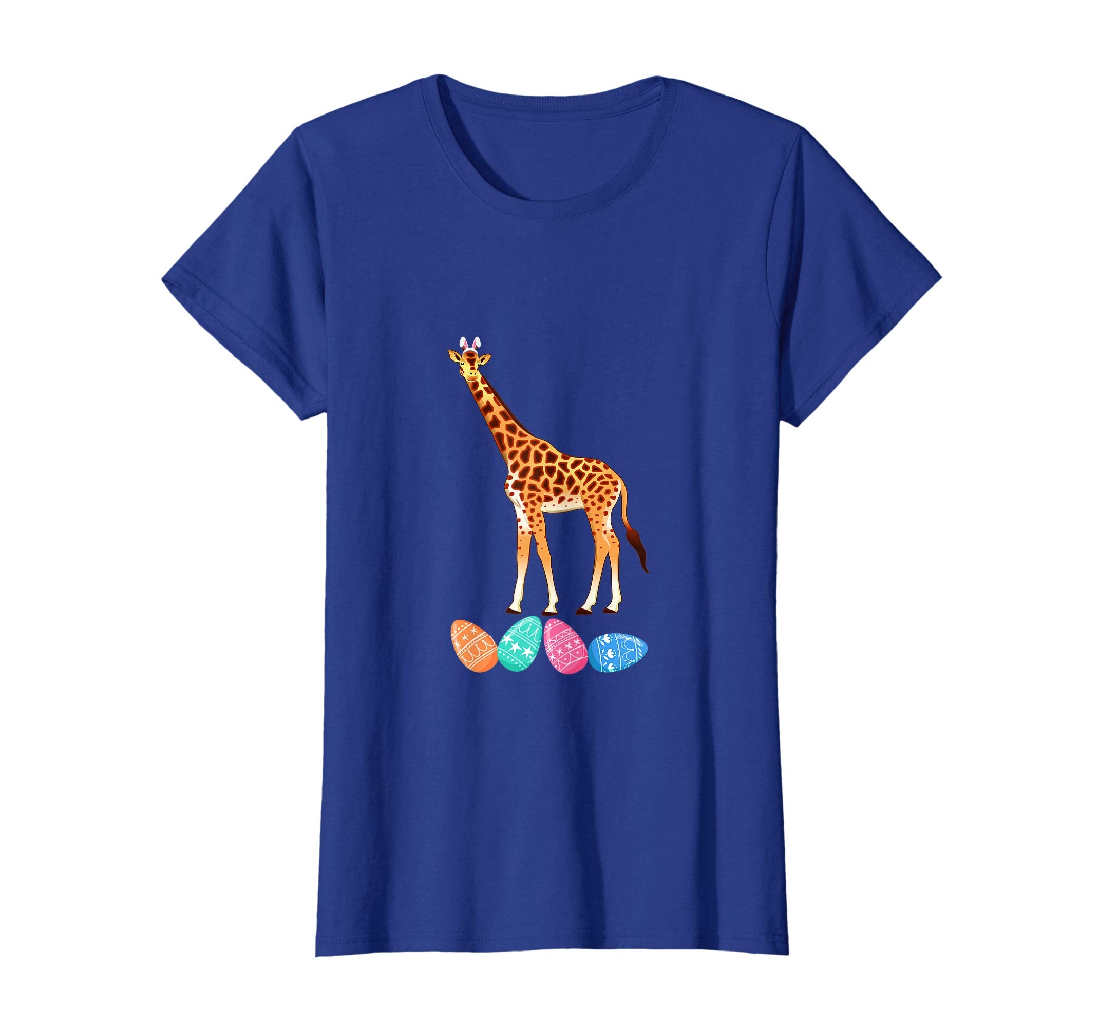 Funny Easter Giraffe With Bunny Ears And Eggs T Shirt
