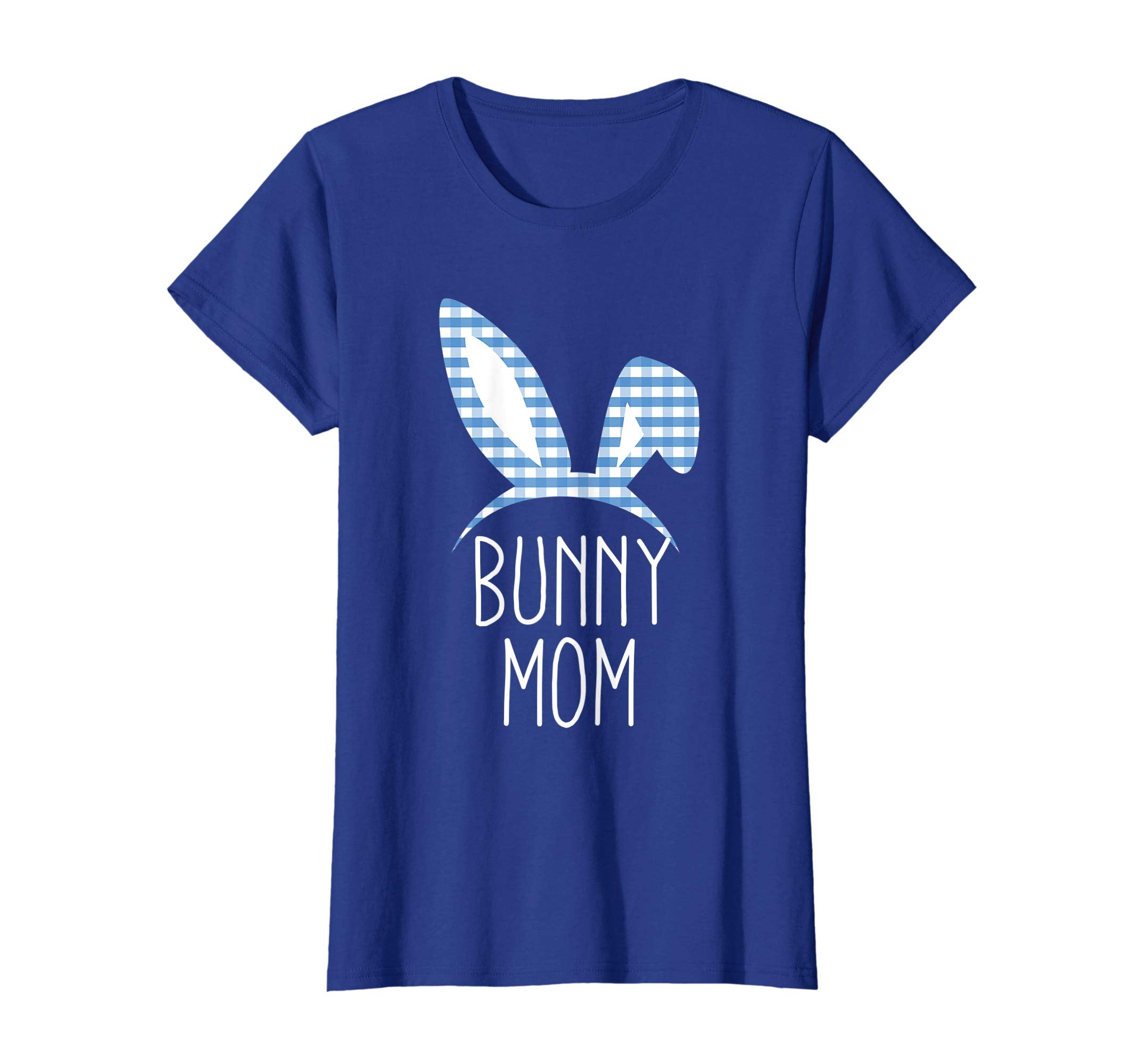 Womens Bunny Mom Gingham Check Ear Easter T Shirt for Mommy Mother