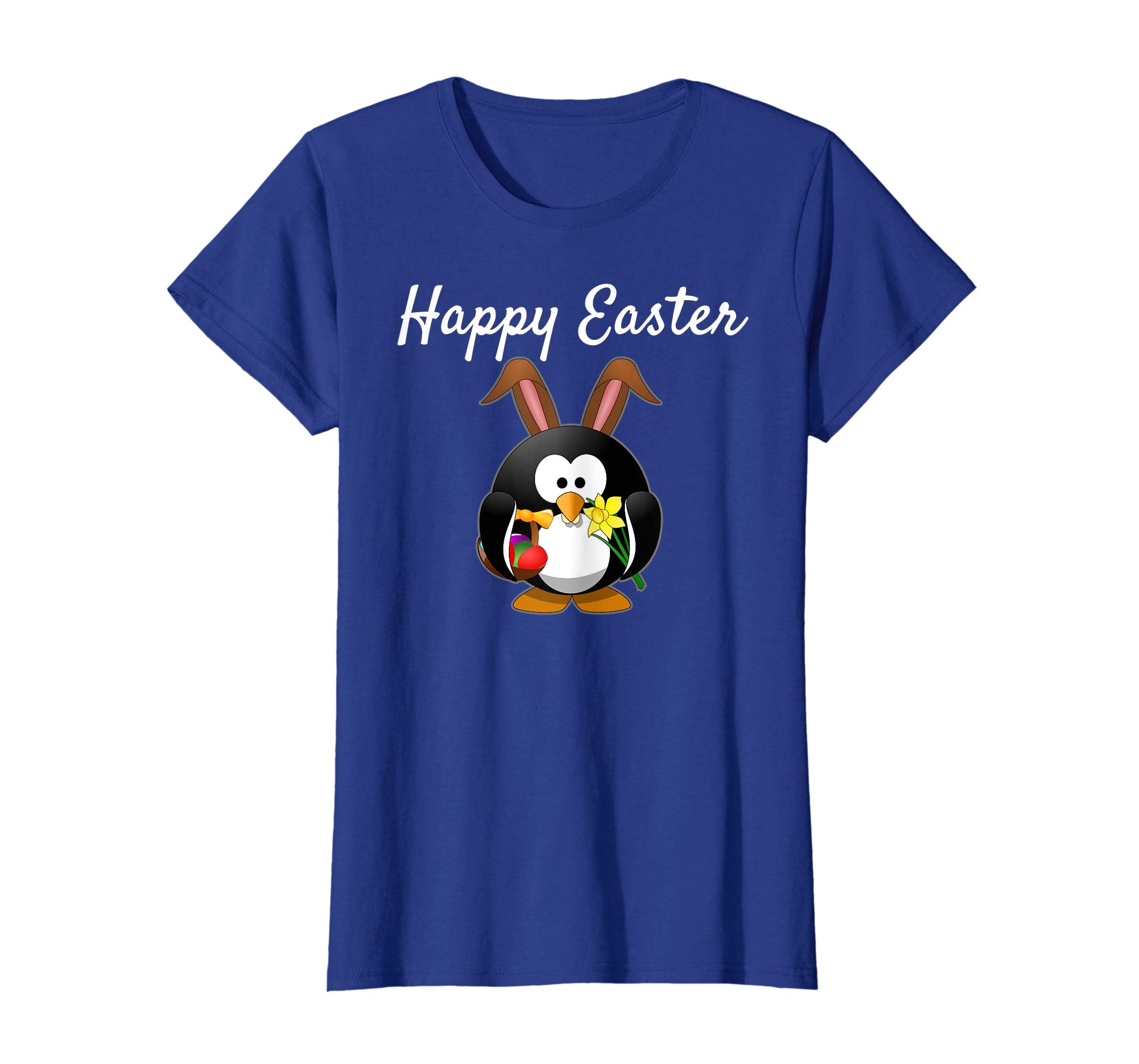 Happy Easter Penguin Easter Egg Ears Flowers T-Shirt