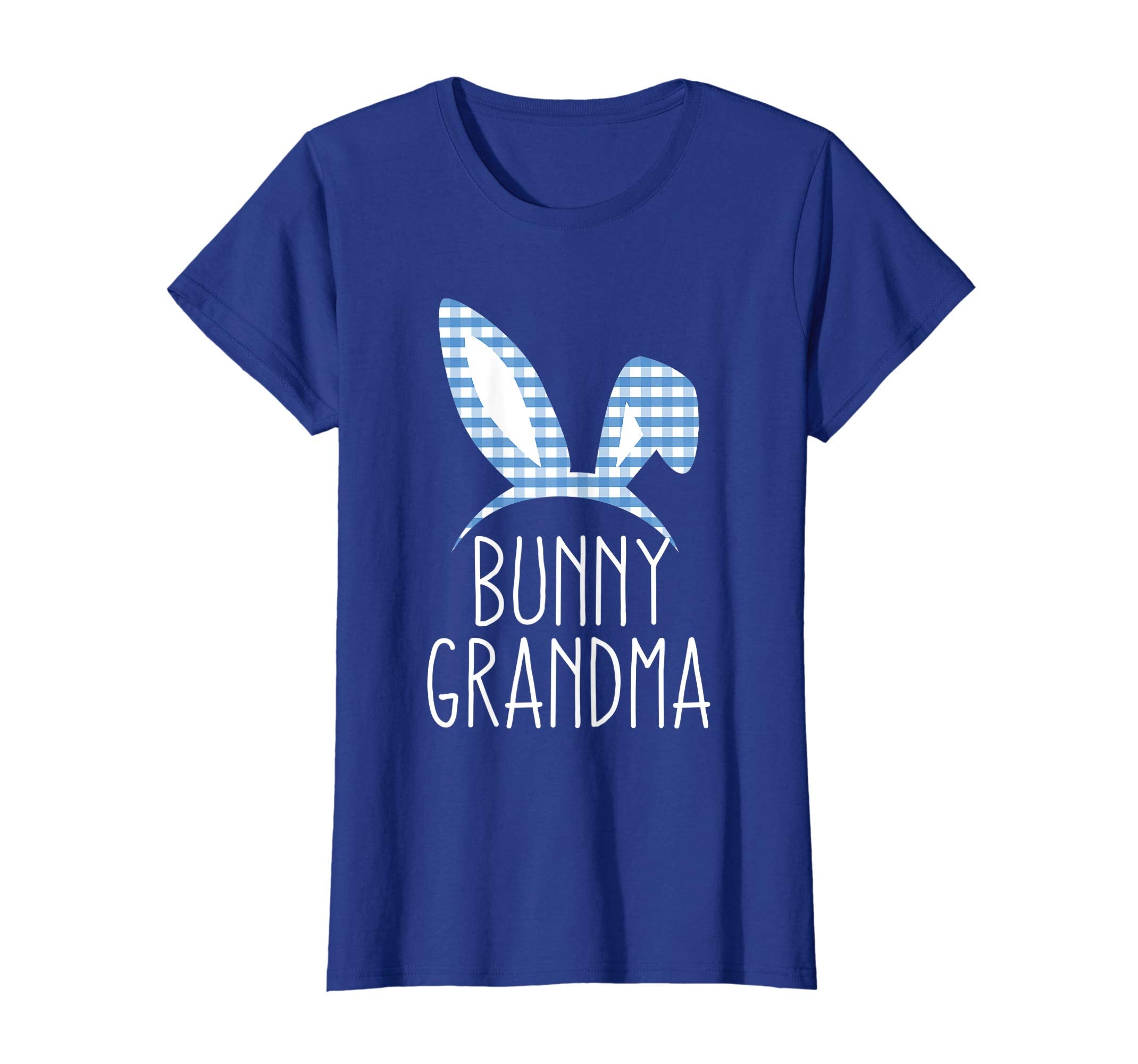 Womens Bunny Grandma Gingham Check Bunny Ear Easter Cute Gift Shirt