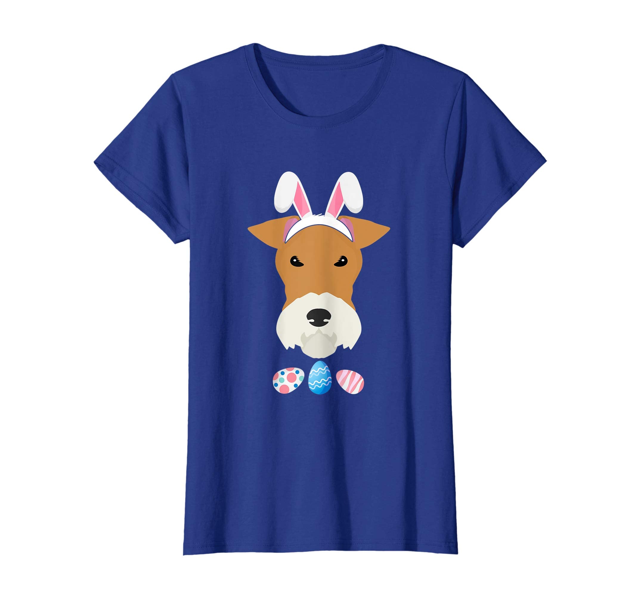 Funny Easter Fox Terier With Bunny Ears And Eggs T Shirt