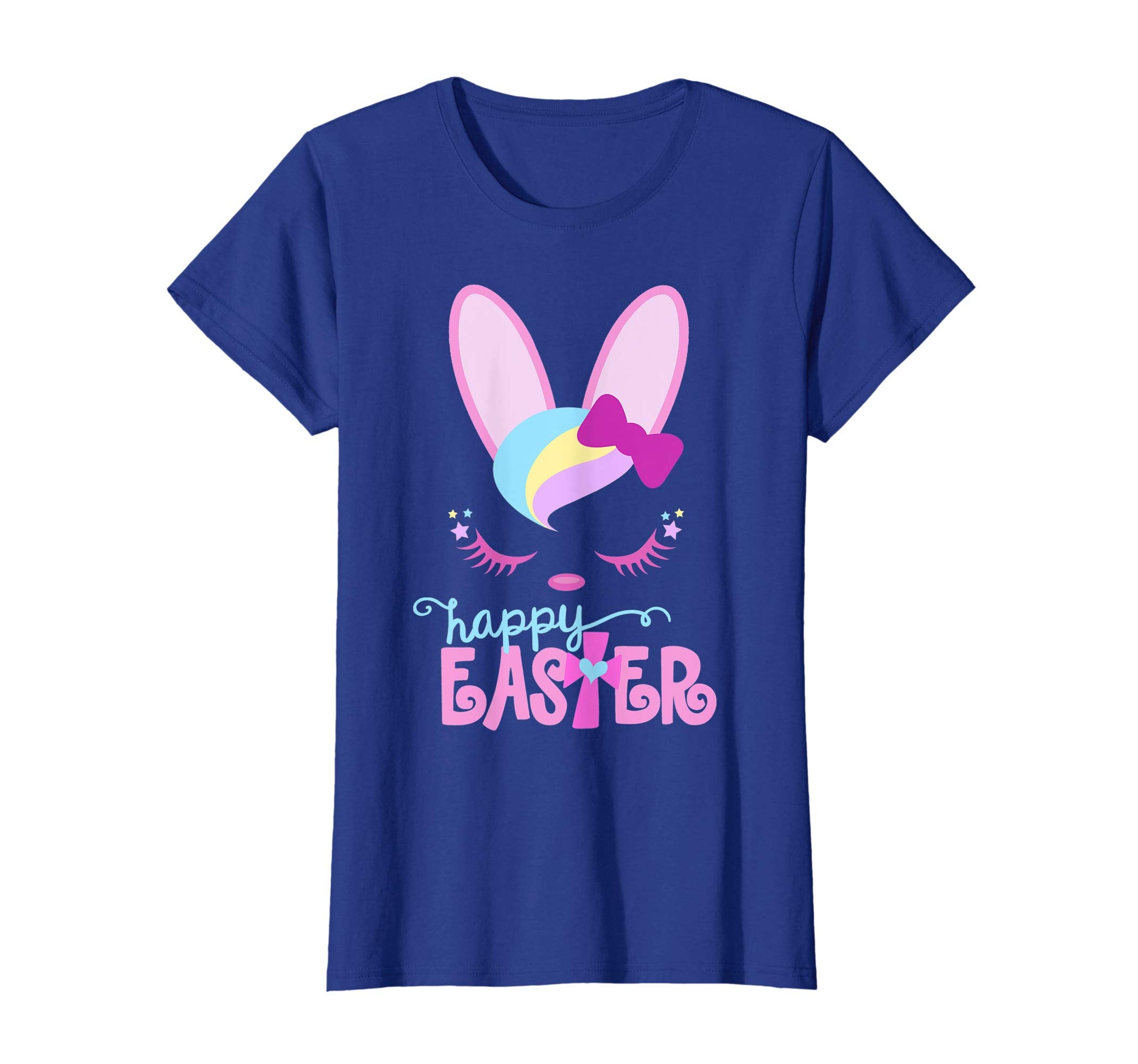 HAPPY EASTER Bunny Sleeping Face Christian Shirt Girls Women