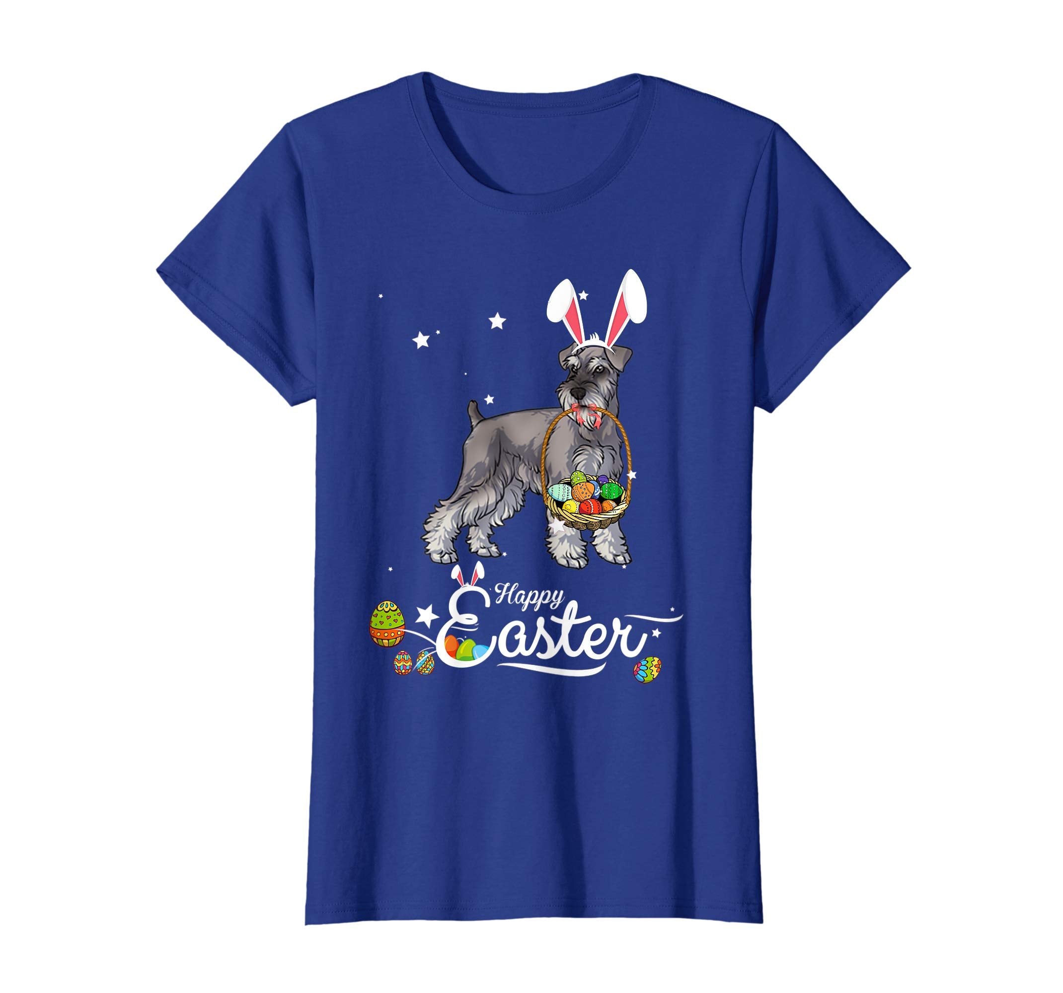 Miniature Schnauzer Dog With Bunny Hat Easter Costume Shirt