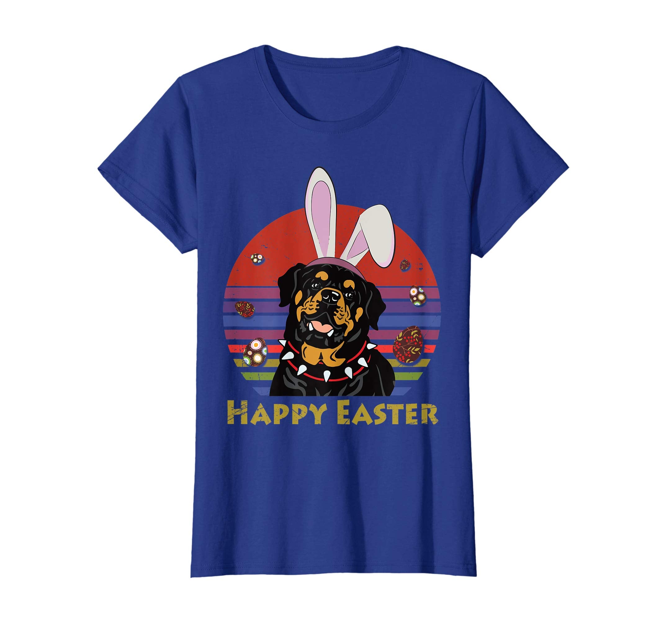 Rottweiler With Bunny Headband Happy Easter Tshirt Gifts