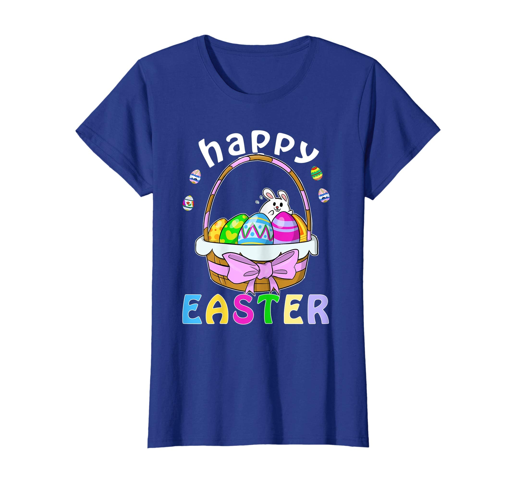 Happy Easter T-Shirt with Bunnies Eggs Flowers