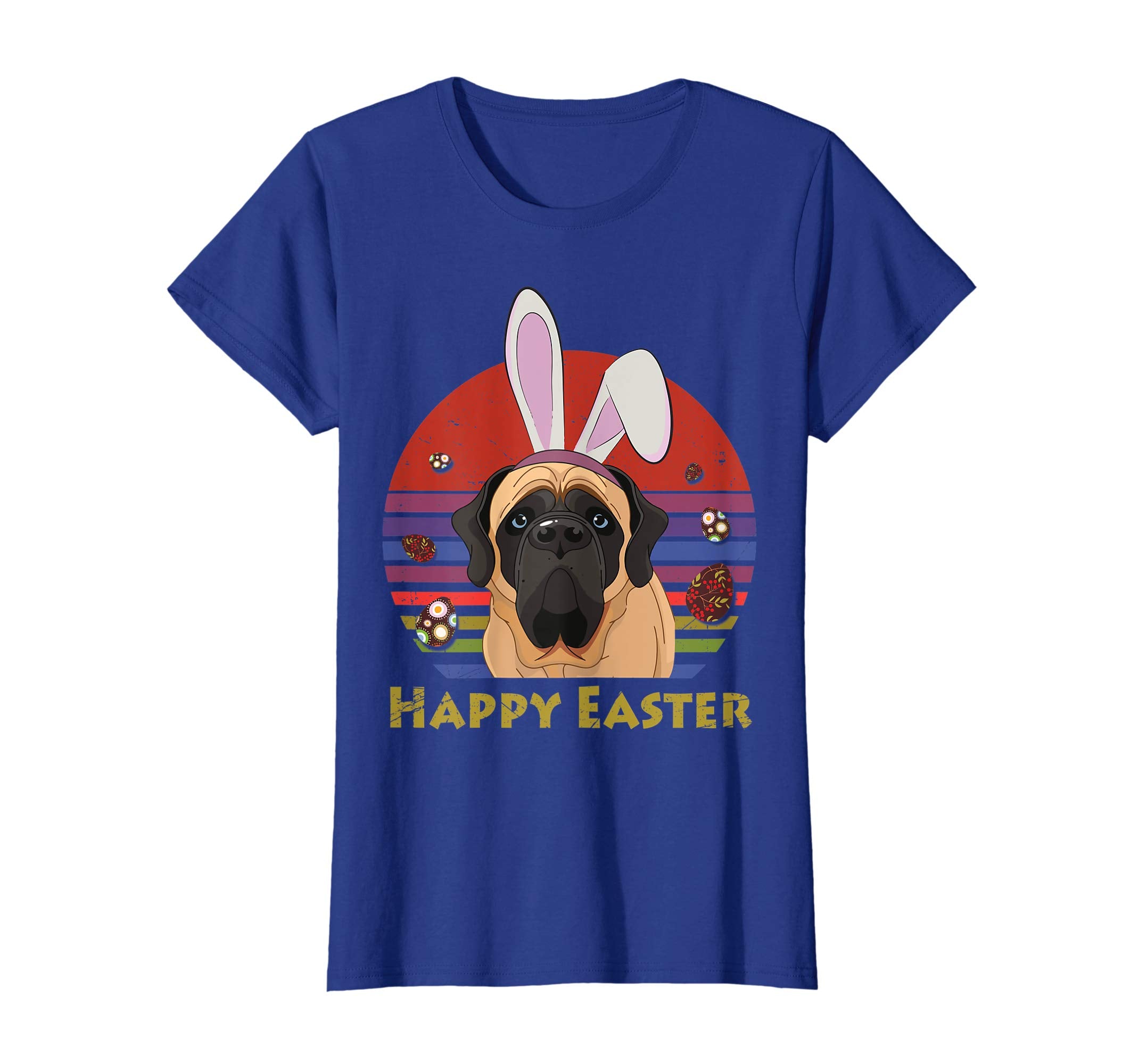 English Mastiff With Bunny Headband Happy Easter Tshirt Gift