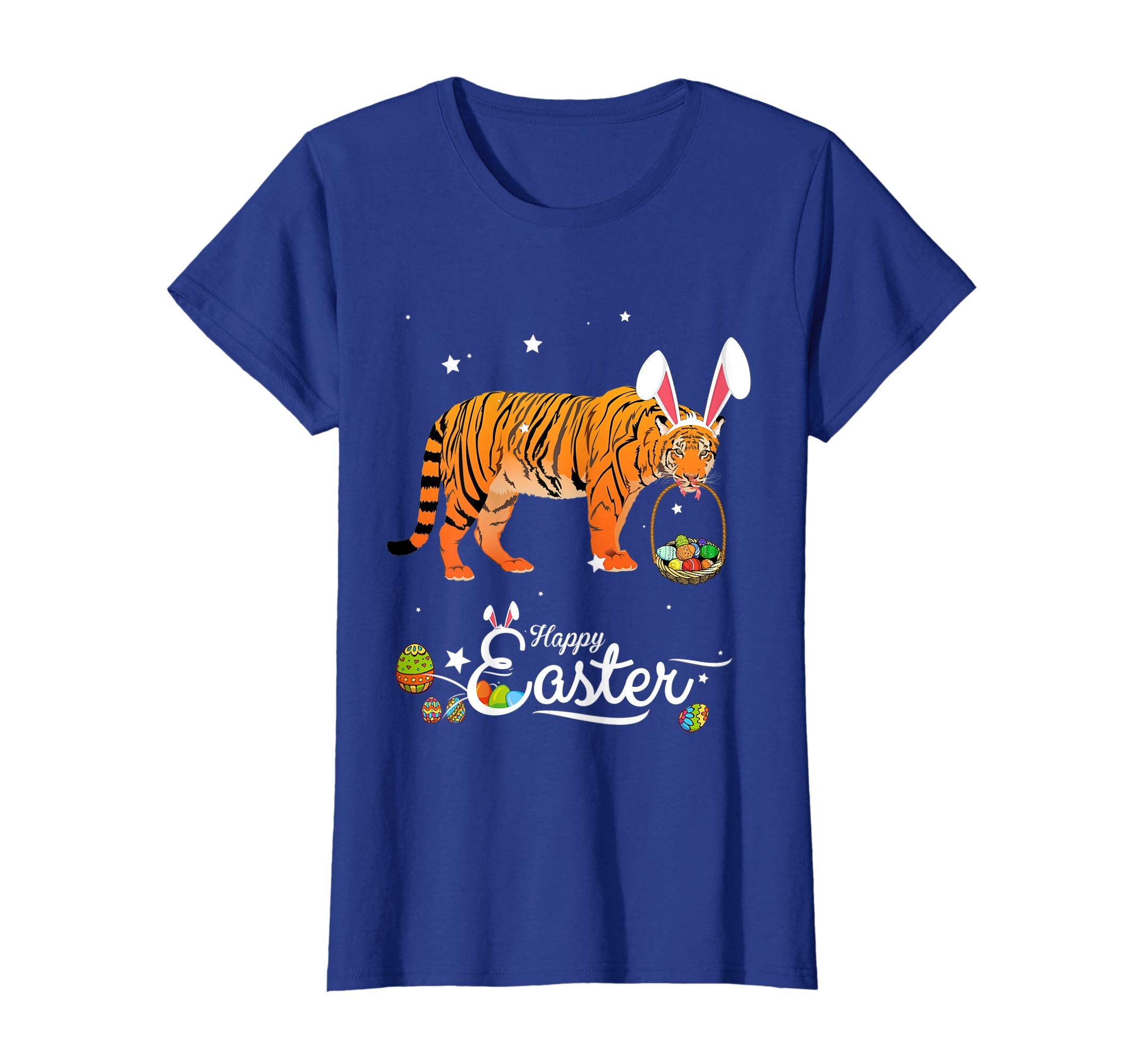 Cute Easter Tiger with Bunny Ears and Eggs T Shirt