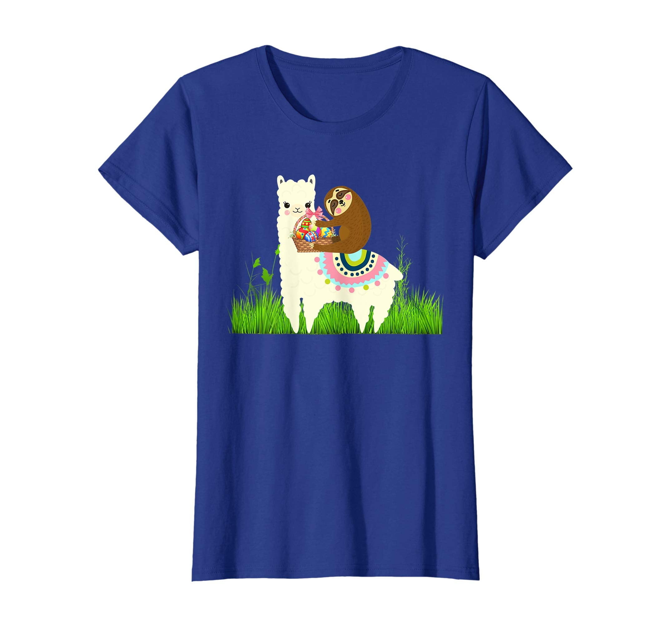 Cute Sloth riding Llama with Eggs Easter T shirt