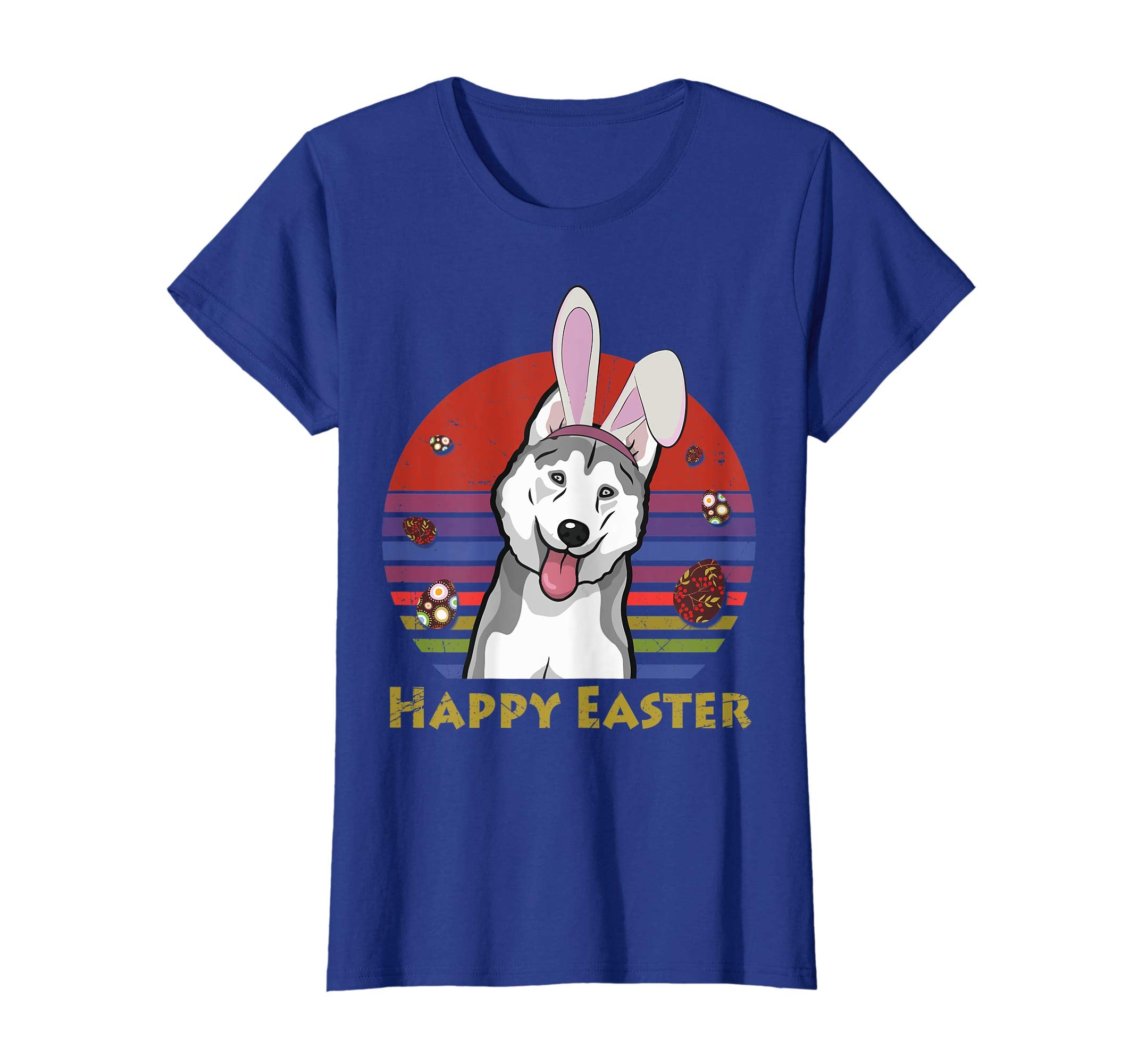 Siberian Husky With Bunny Headband Happy Easter Tshirt Gifts