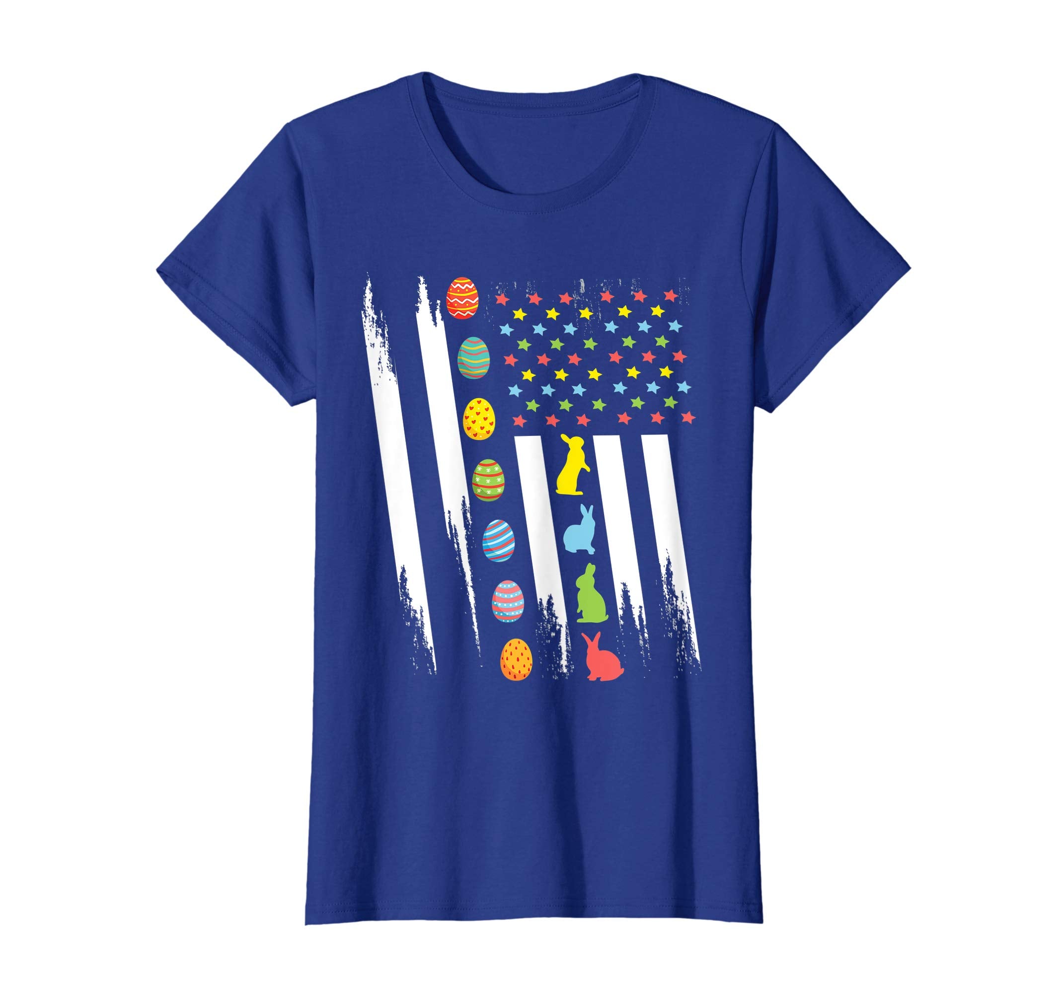 Bunnies &amp; Easter Eggs In US Flag Vintage Retro Easter Shirt