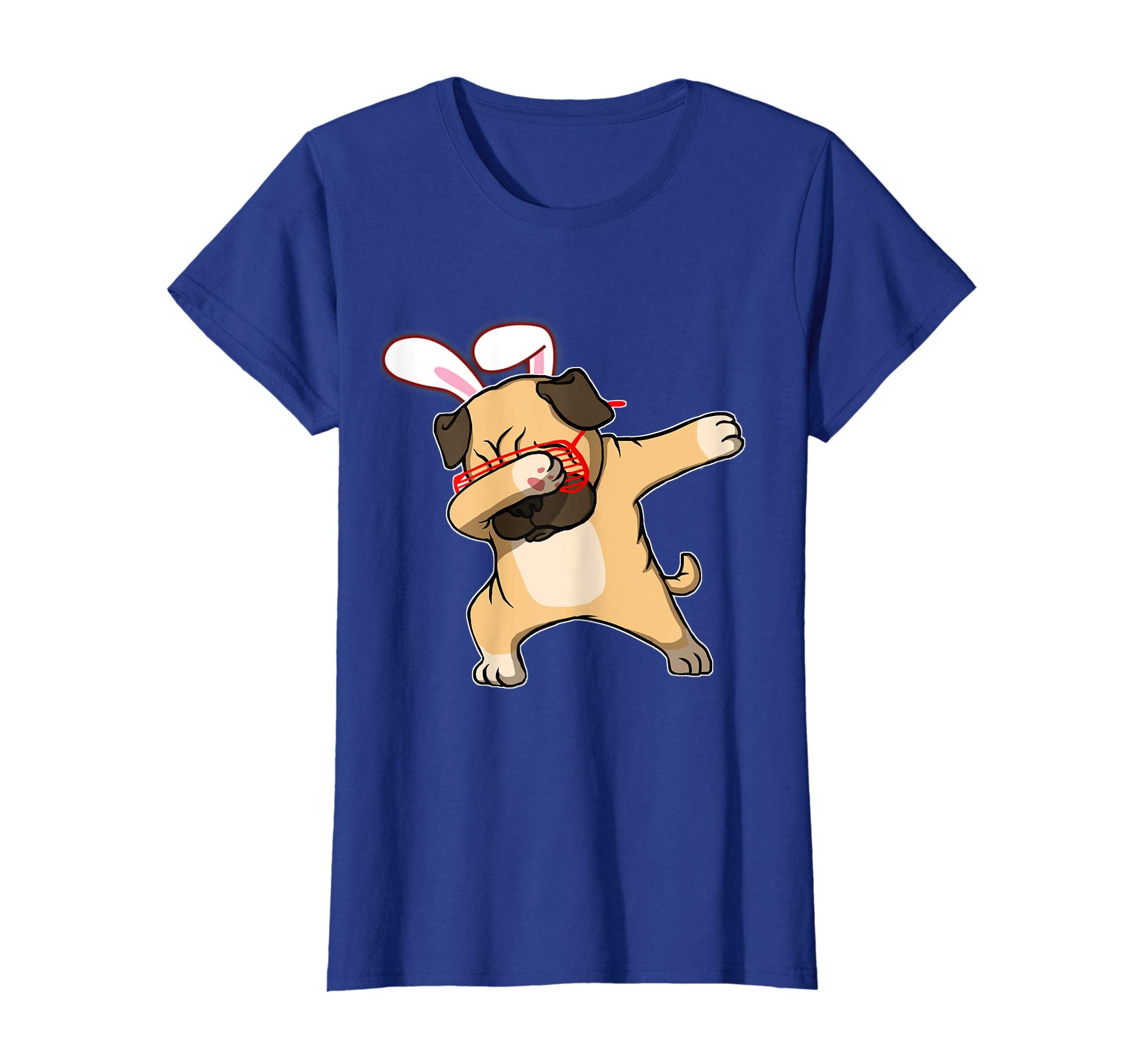 Easter Bunny Dabbing Pug Dog Tshirt Rabbit Ears Animal Gift