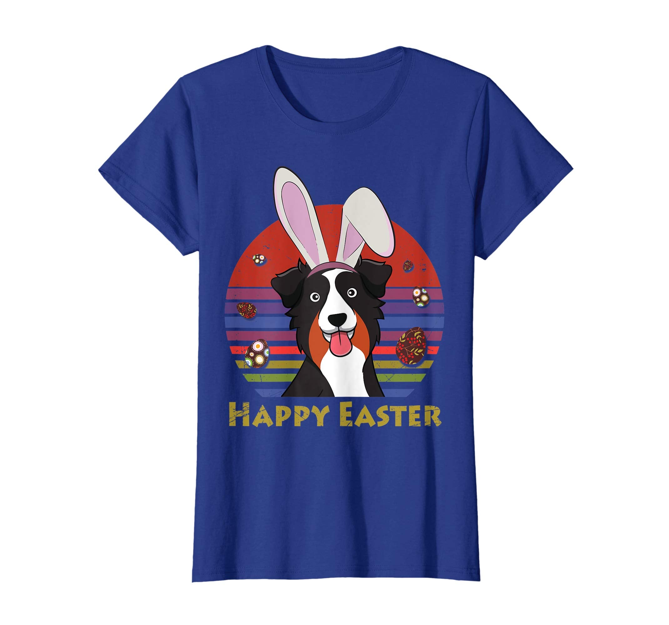 Australian Shepherd With Bunny Headband Happy Easter Tshirt