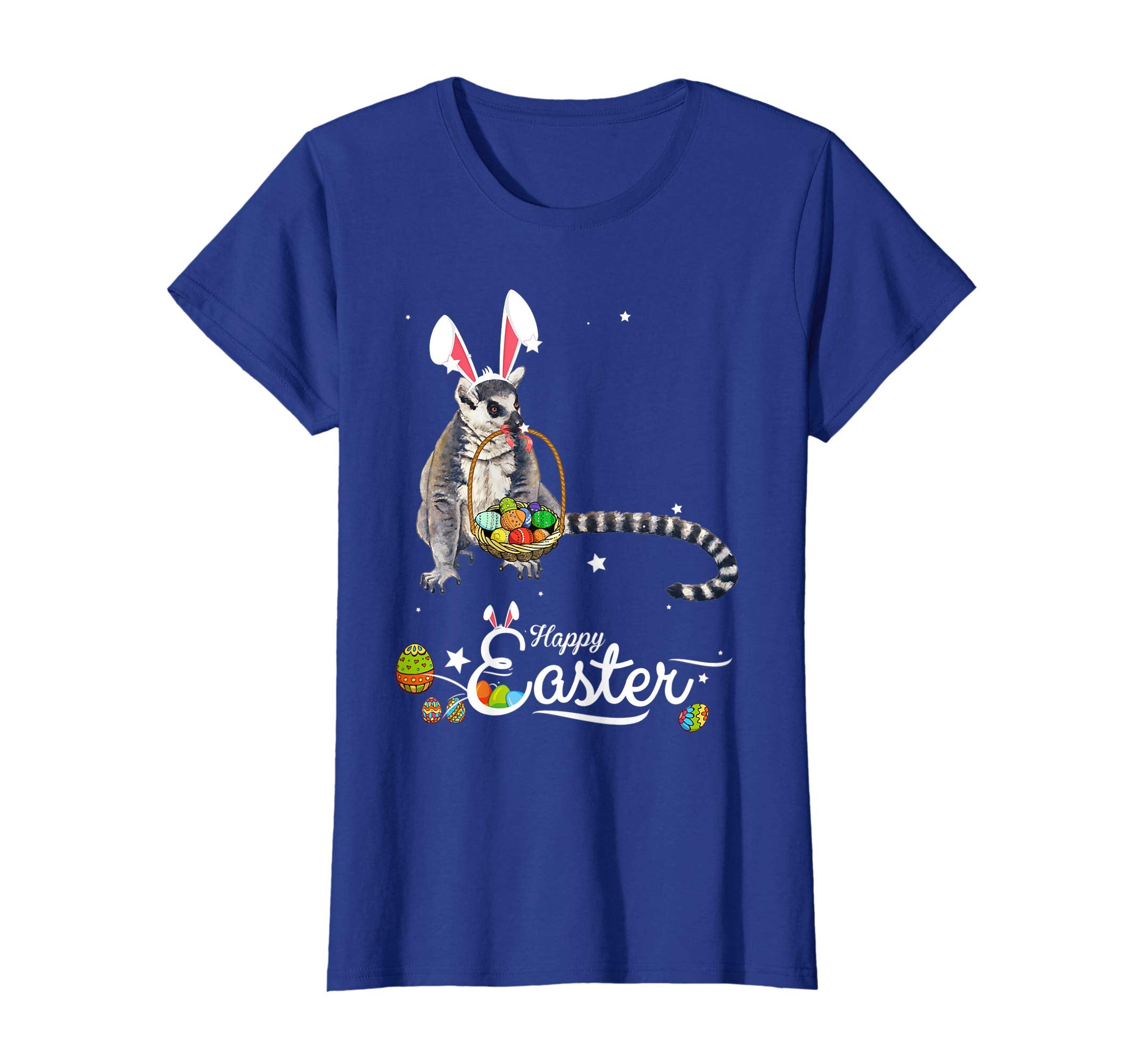 Cute Easter Lemur with Bunny Ears and Eggs T Shirt