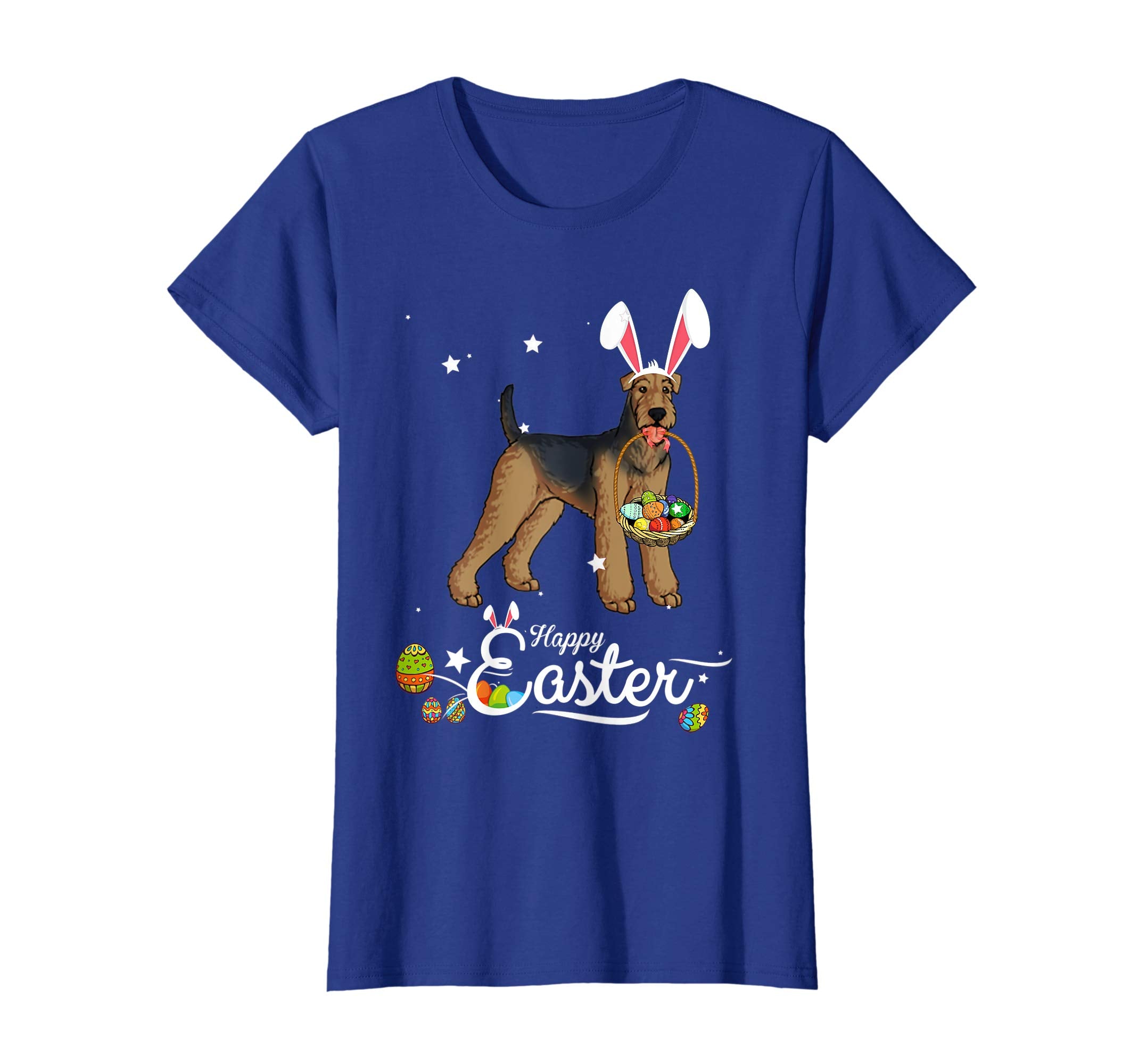 Airedale Terrier Dog With Bunny Hat Easter Costume T Shirt