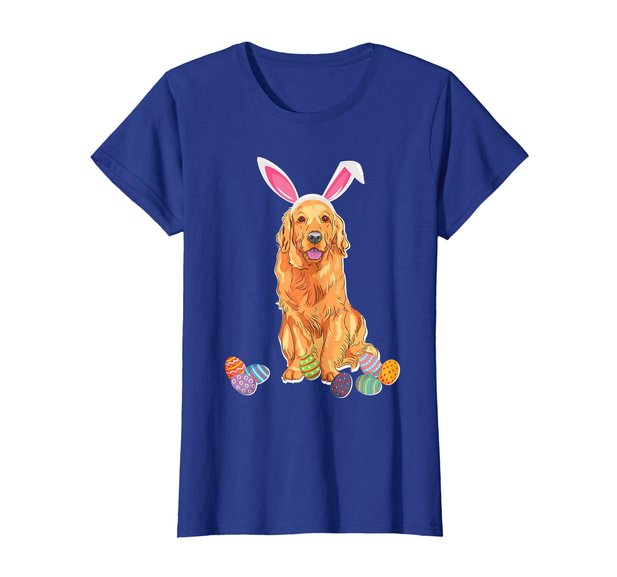 Golden Retriever Bunny Rabbit Hat Easter Eggs Happy Shirt