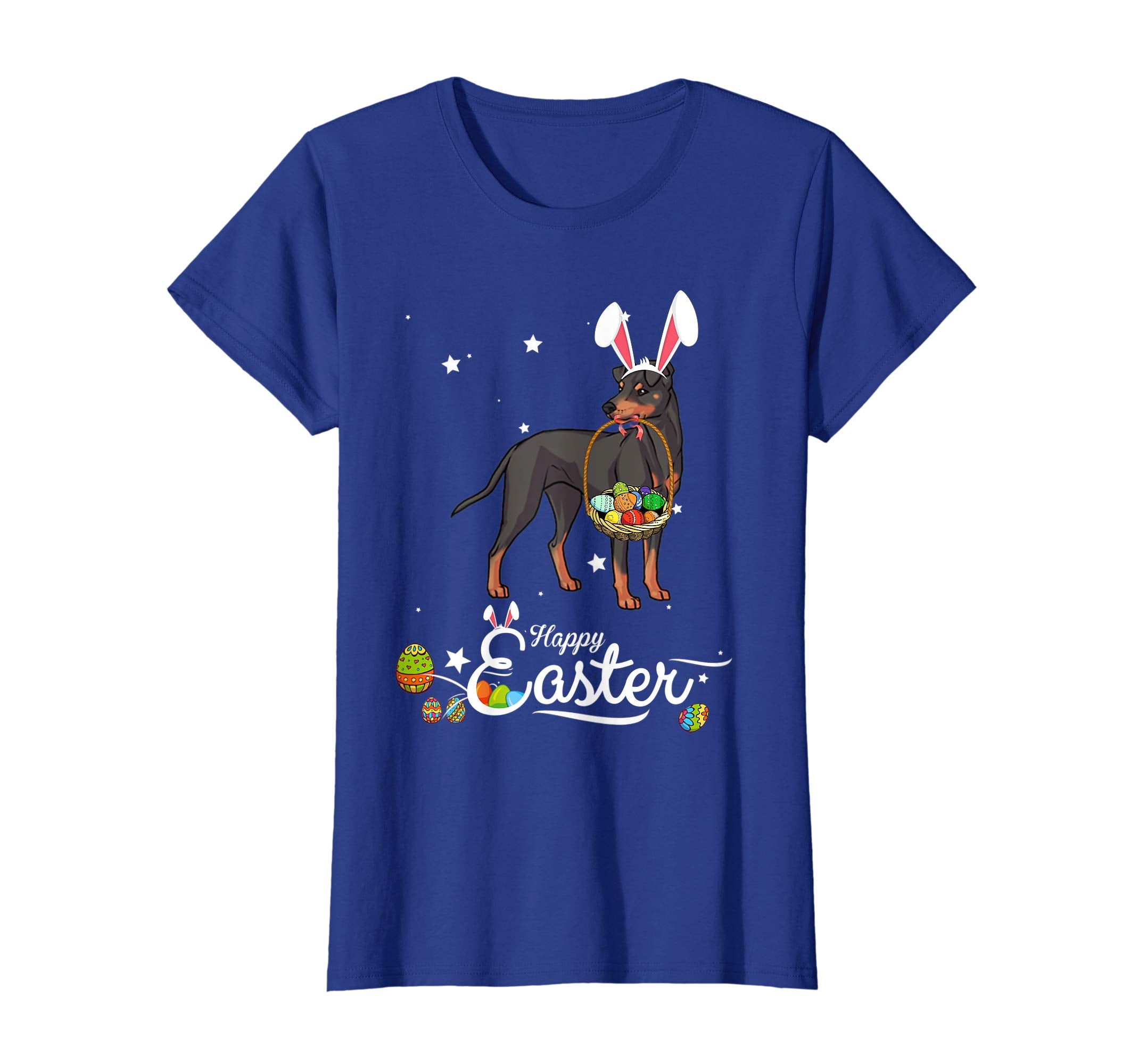Manchester Terrier Dog With Bunny Hat Easter Costume T Shirt