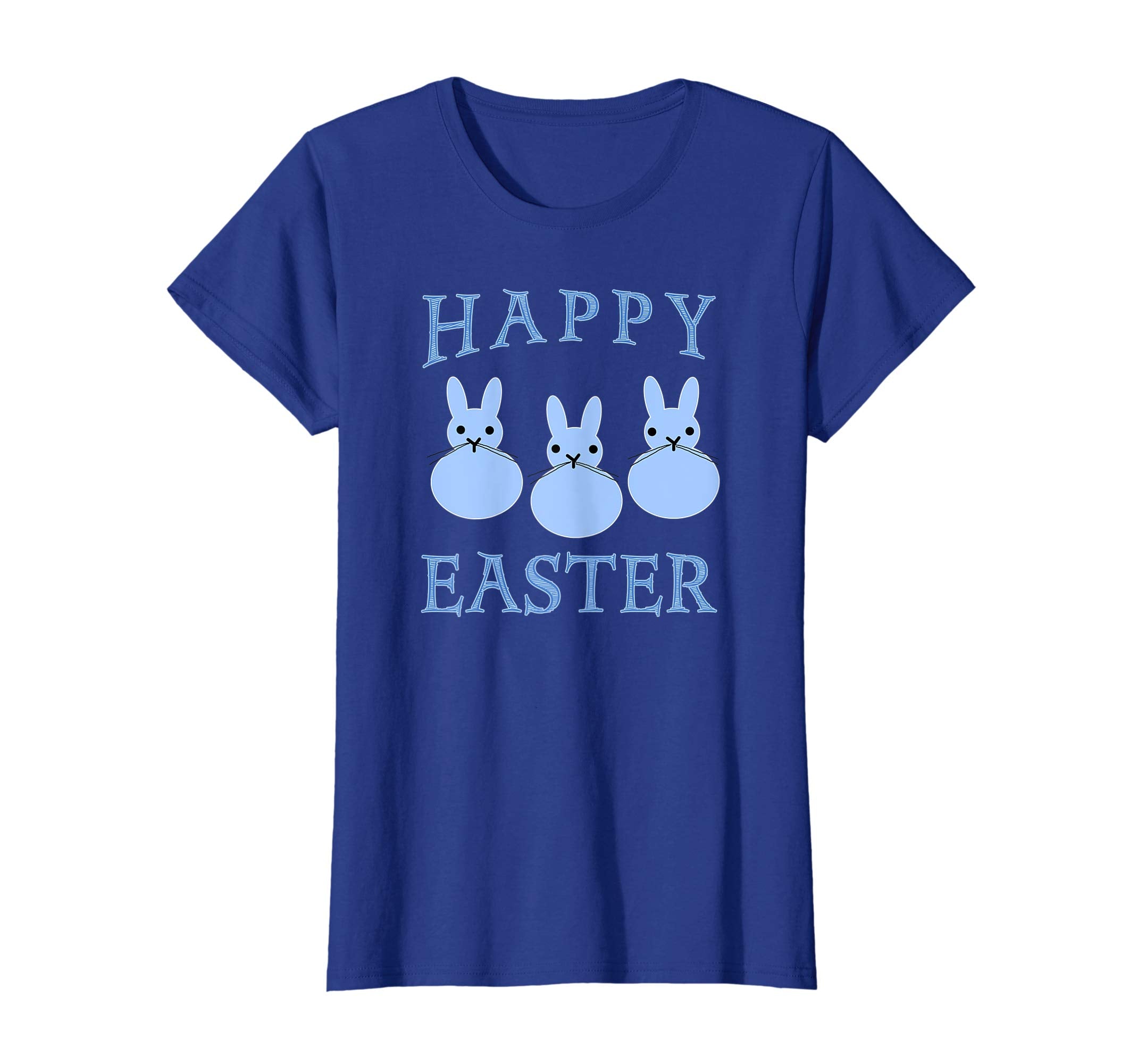 HAPPY EASTER T-shirt THREE BUNNIES BLUE