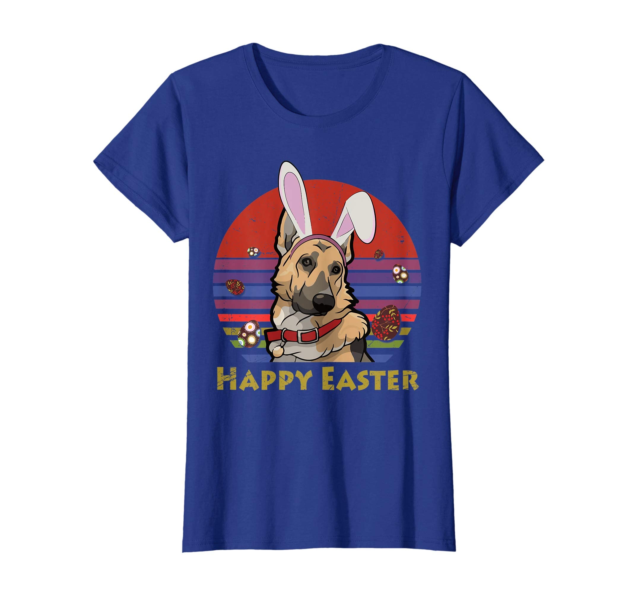 German Shepherd With Bunny Headband Happy Easter Tshirt Gift
