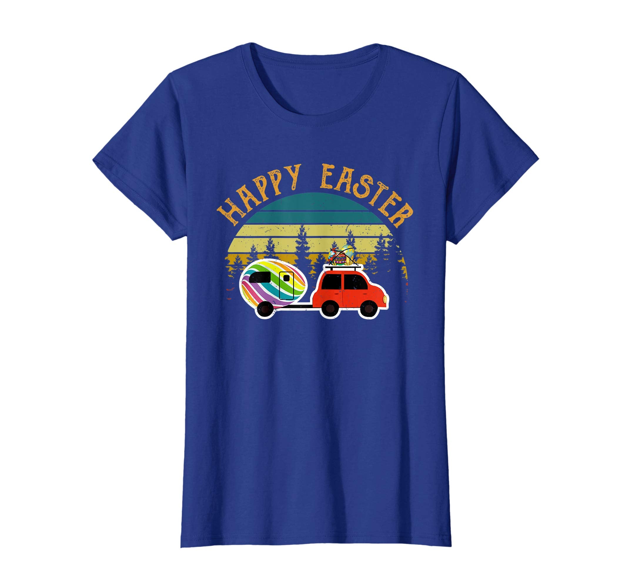 Camping T Shirt Happy Easter Day Bunny Eggs Vintage Gift