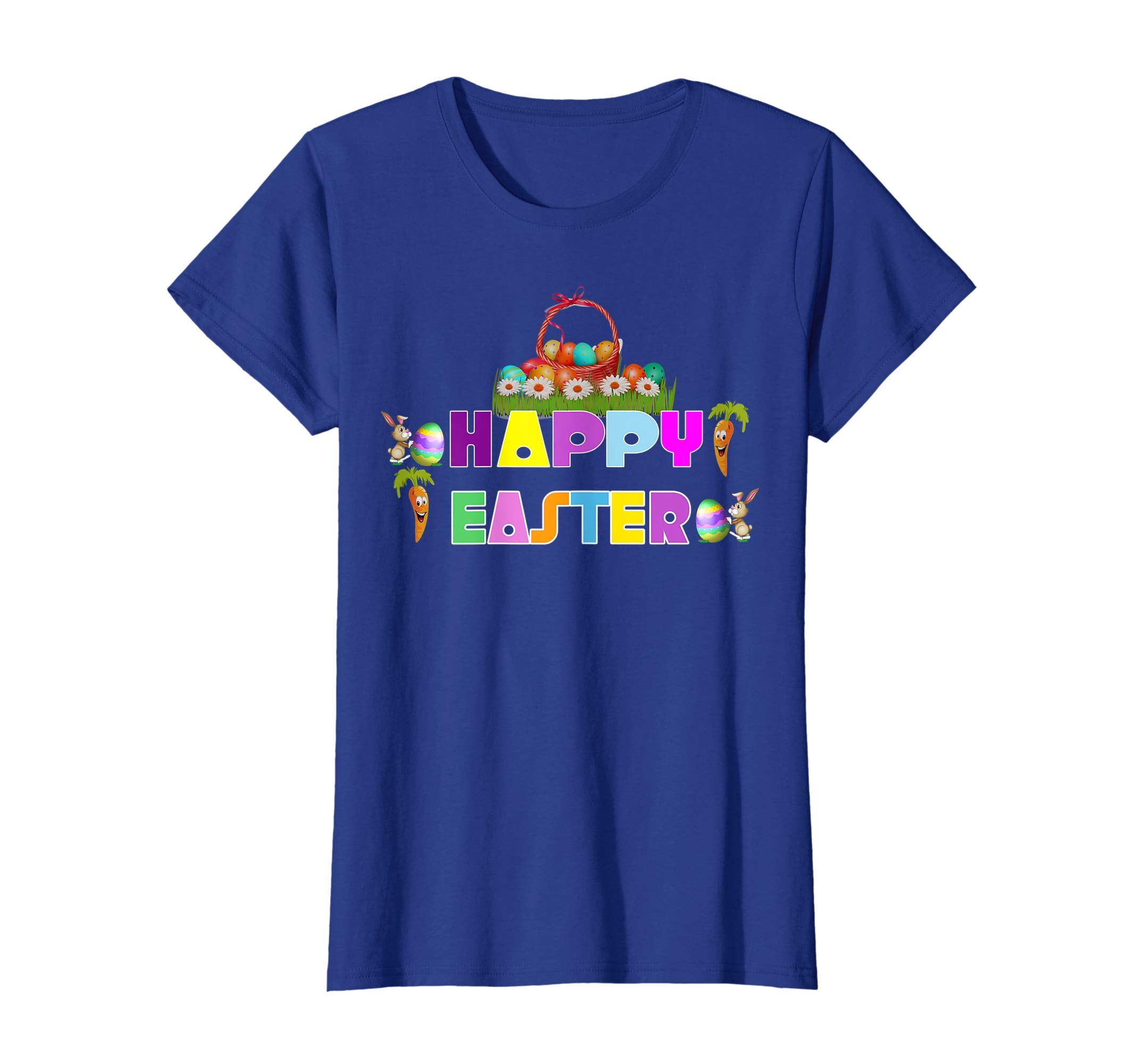 Happy Easter Shirt Eggs Basket Kids Girls Boy T-Shirts Gift