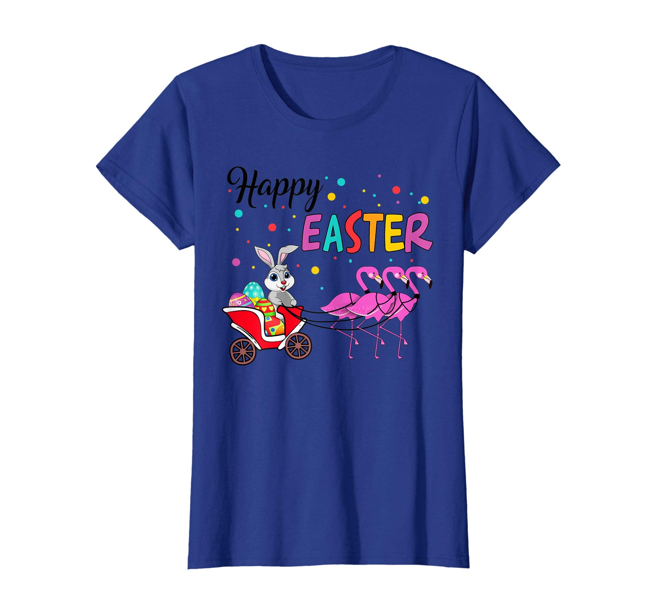 Funny Bunny With Flamingo Happy Easter T-shirt