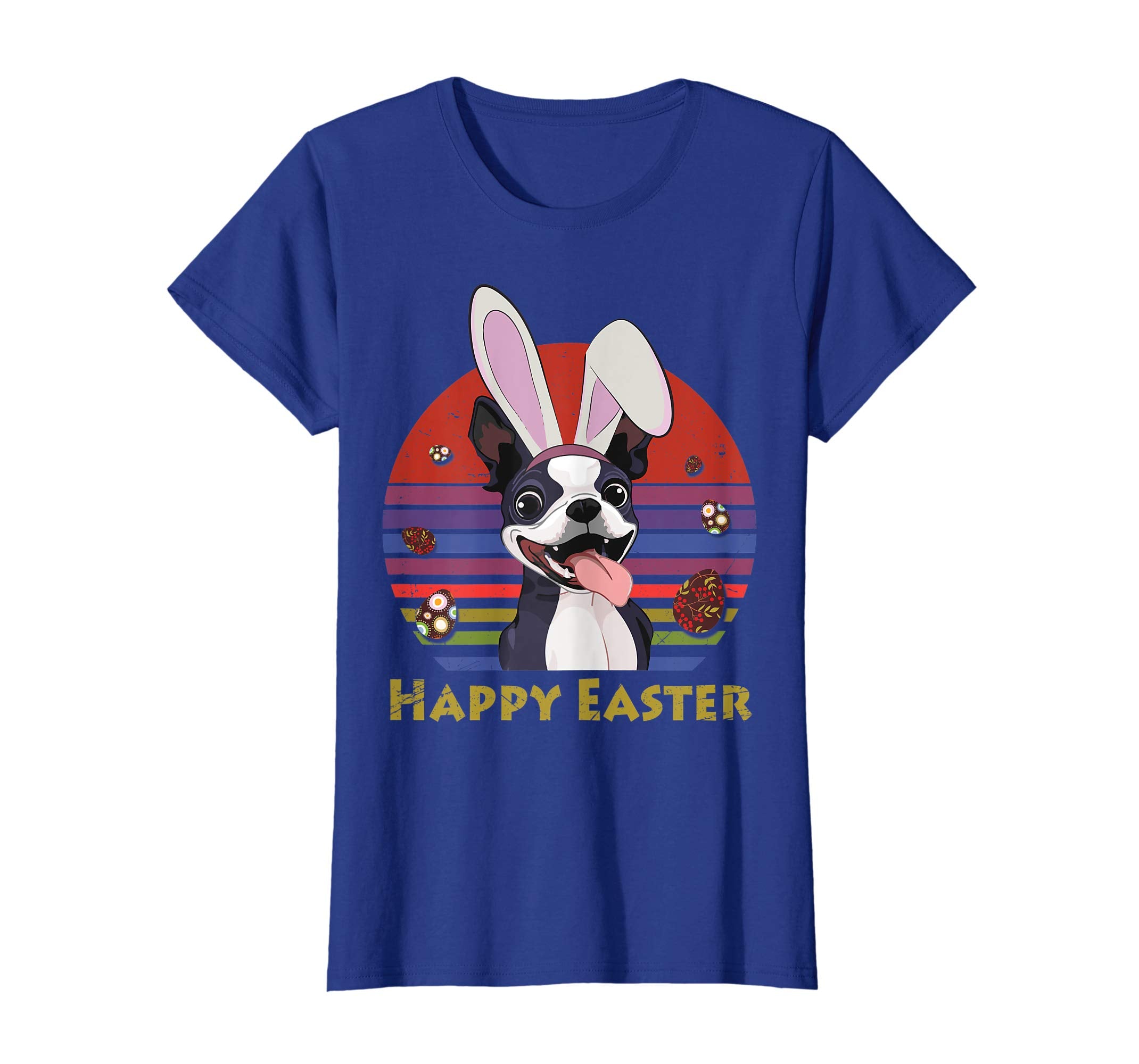 Boston Terrier With Bunny Headband Happy Easter Tshirt Gifts