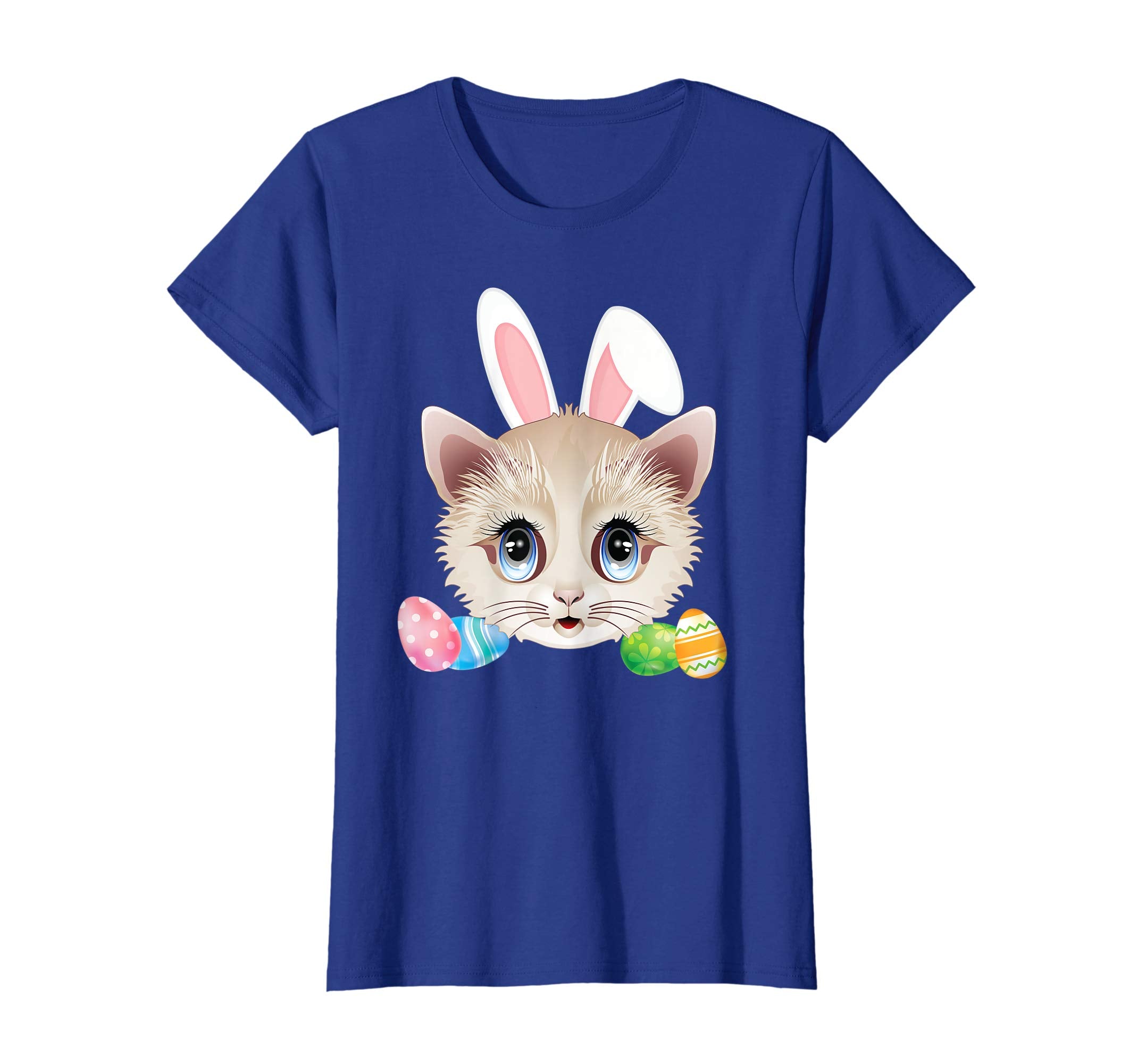 Cute Bunny Cat Face Easter Day Kitten Lovers T-Shirt Egg