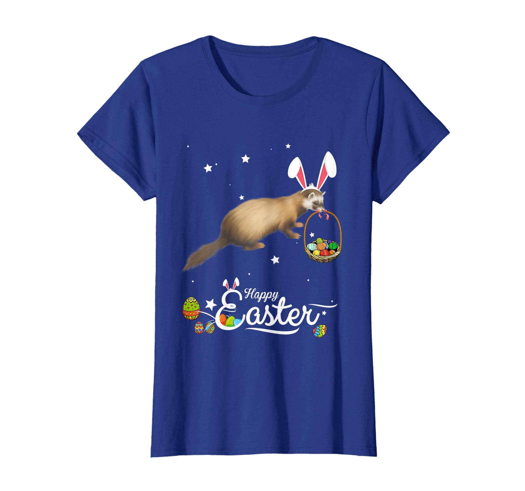 Cute Easter Ferret with Bunny Ears and Eggs T Shirt