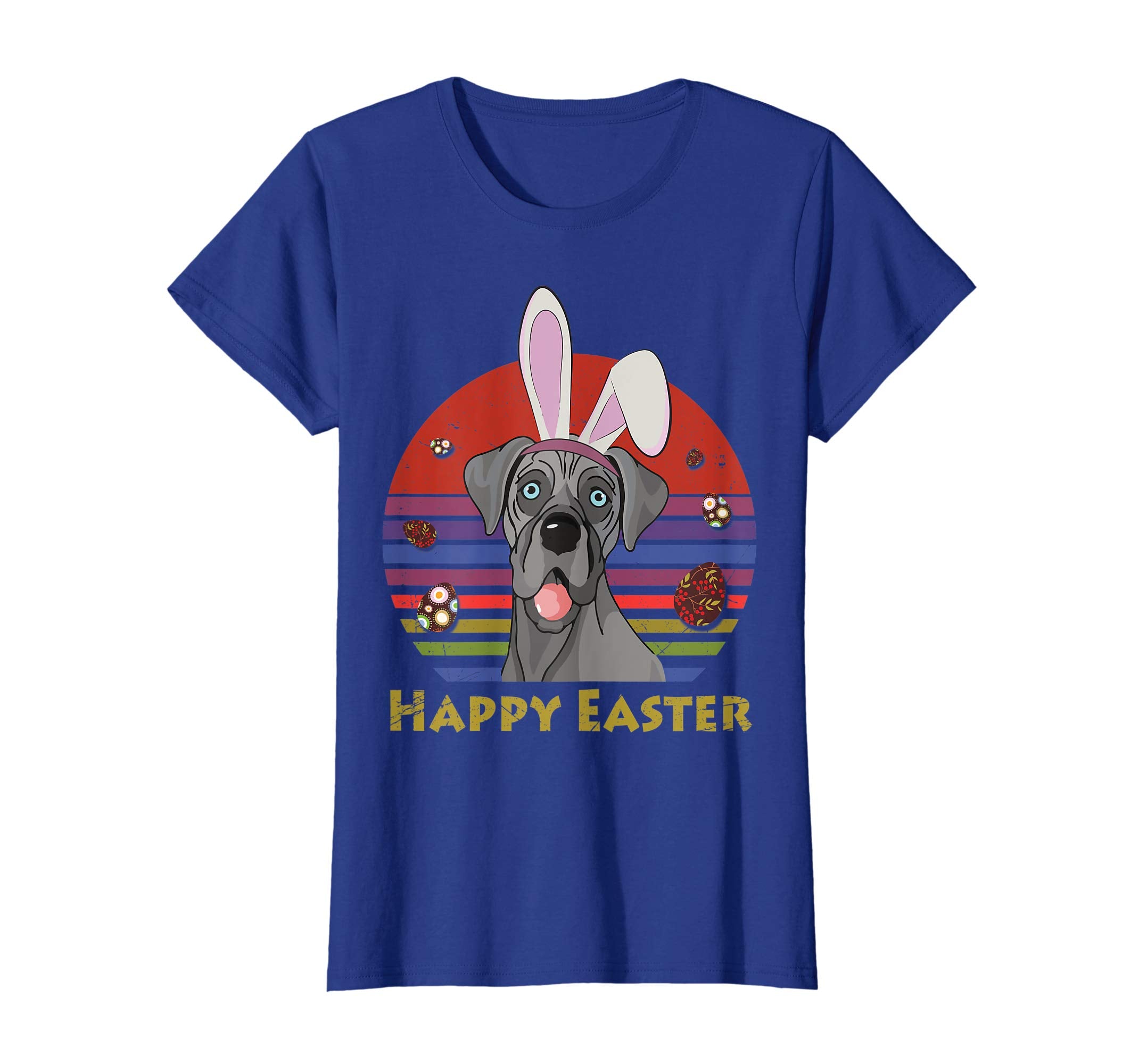 Great Dane With Bunny Headband Happy Easter Tshirt Gifts