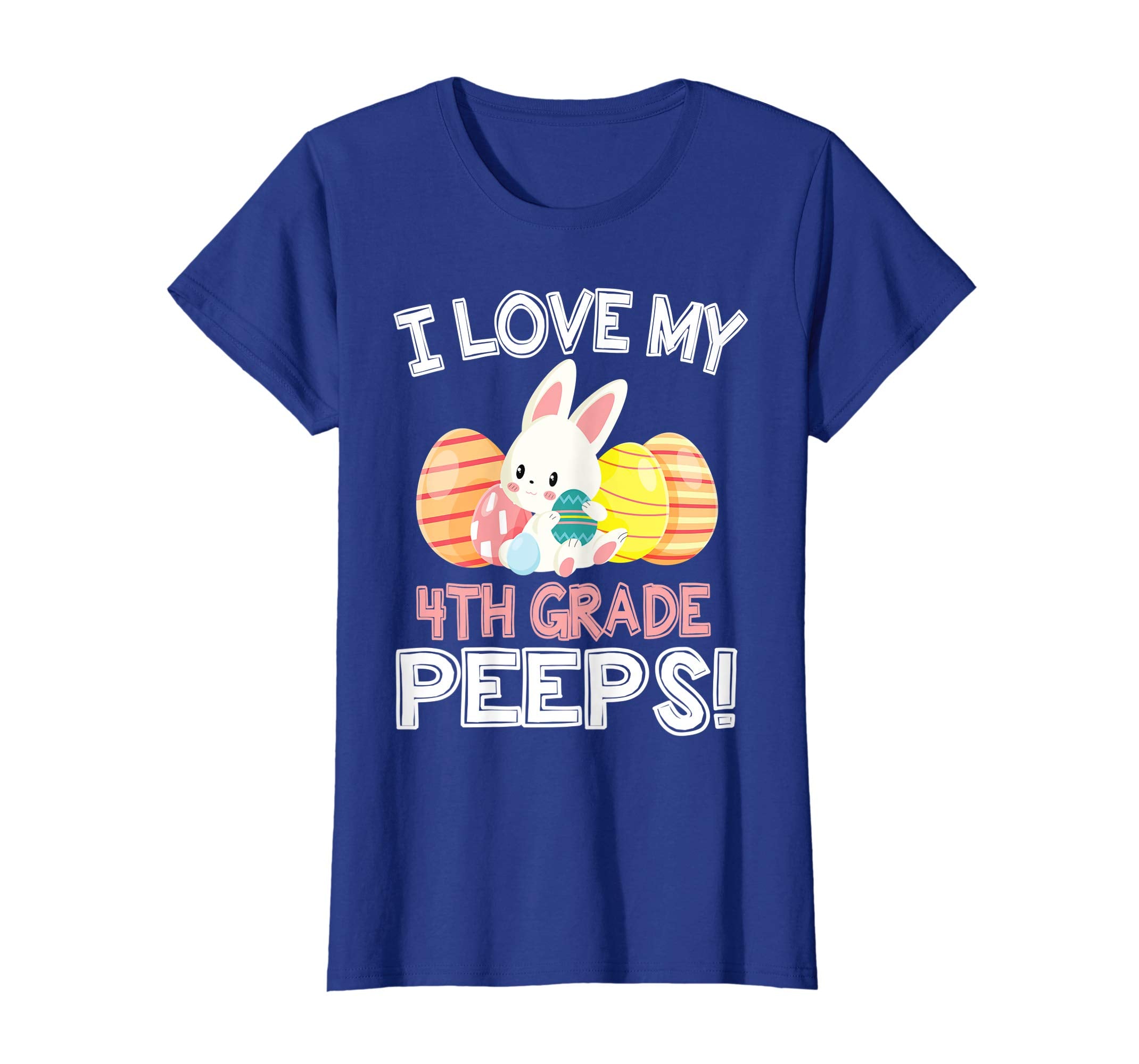 Rabbit &amp; Easter Eggs I Love My 4TH Grade Peeps Teacher Shirt