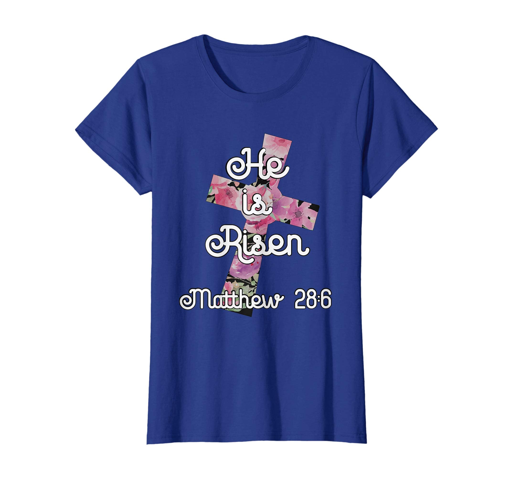 Easter TShirt Christian He is Risen Floral Cross Adults Kids
