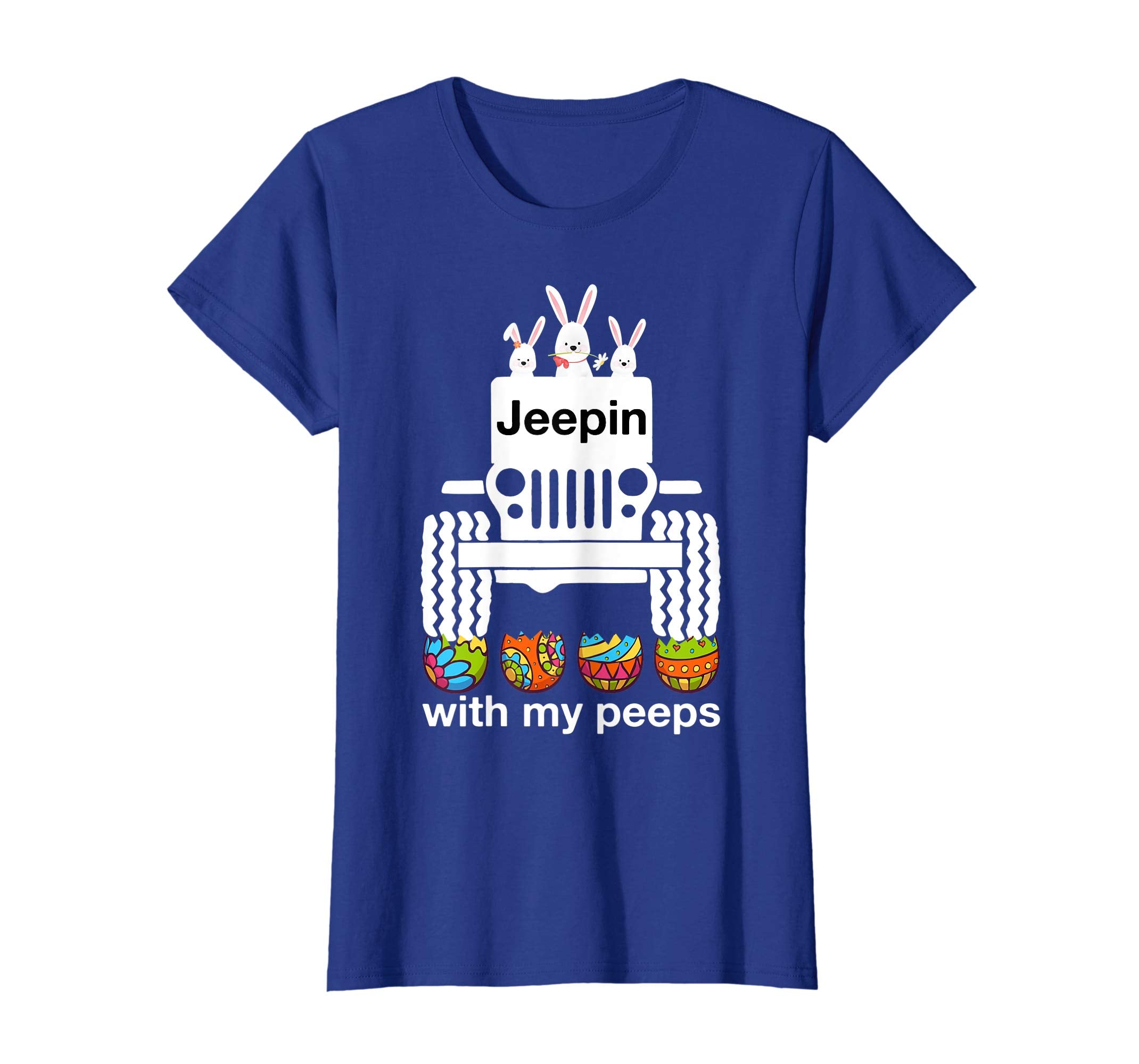 Jeepin with my peeps Rabbit Riding Jeep Eggs Easter Tshirt