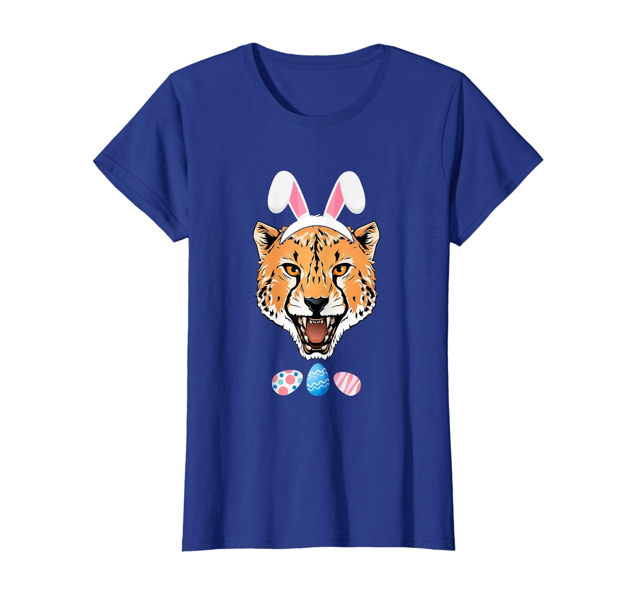 Funny Easter Cheetah With Bunny Ears And Eggs T Shirt