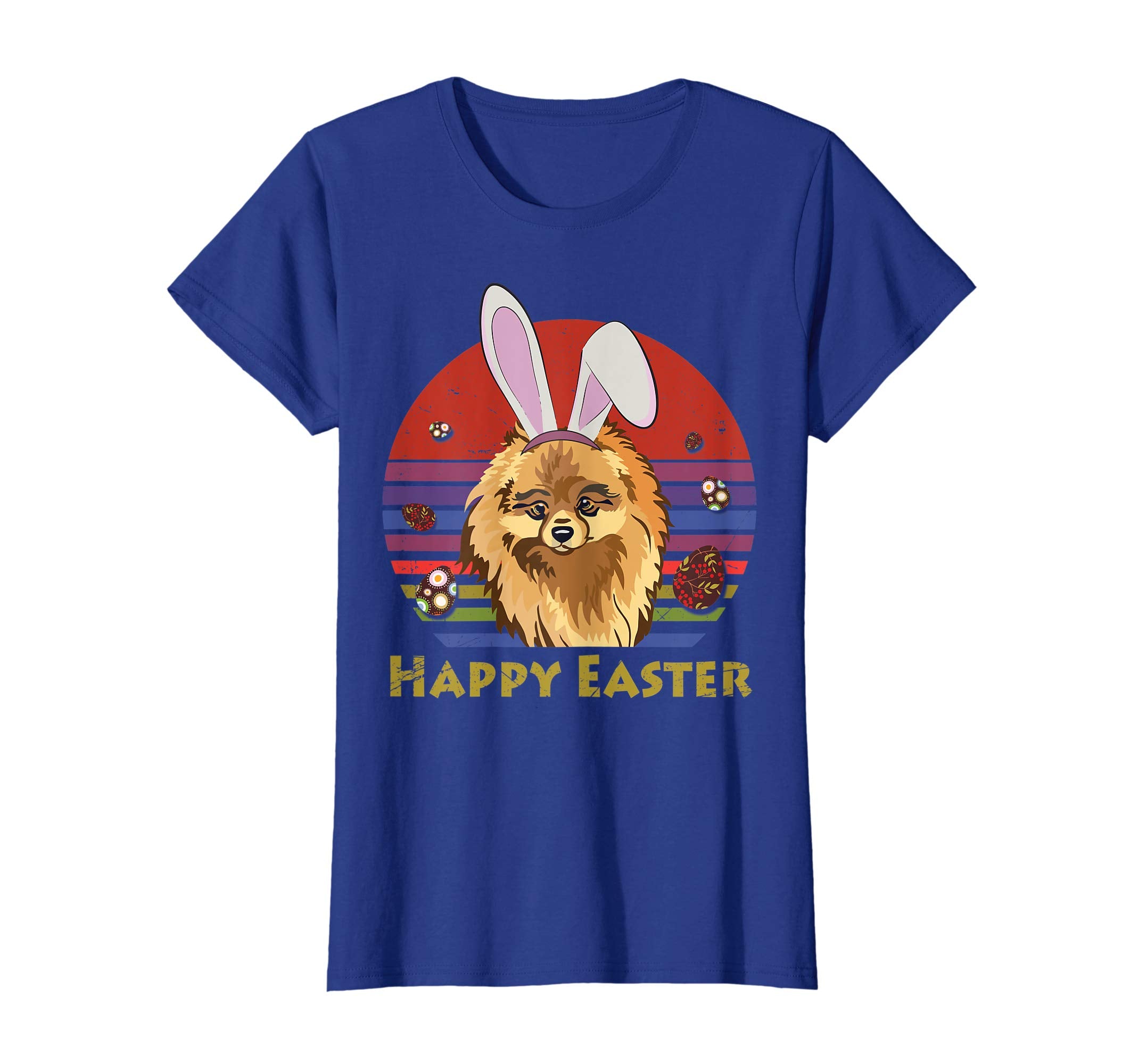 Pomeranian With Bunny Headband Happy Easter Tshirt Gifts